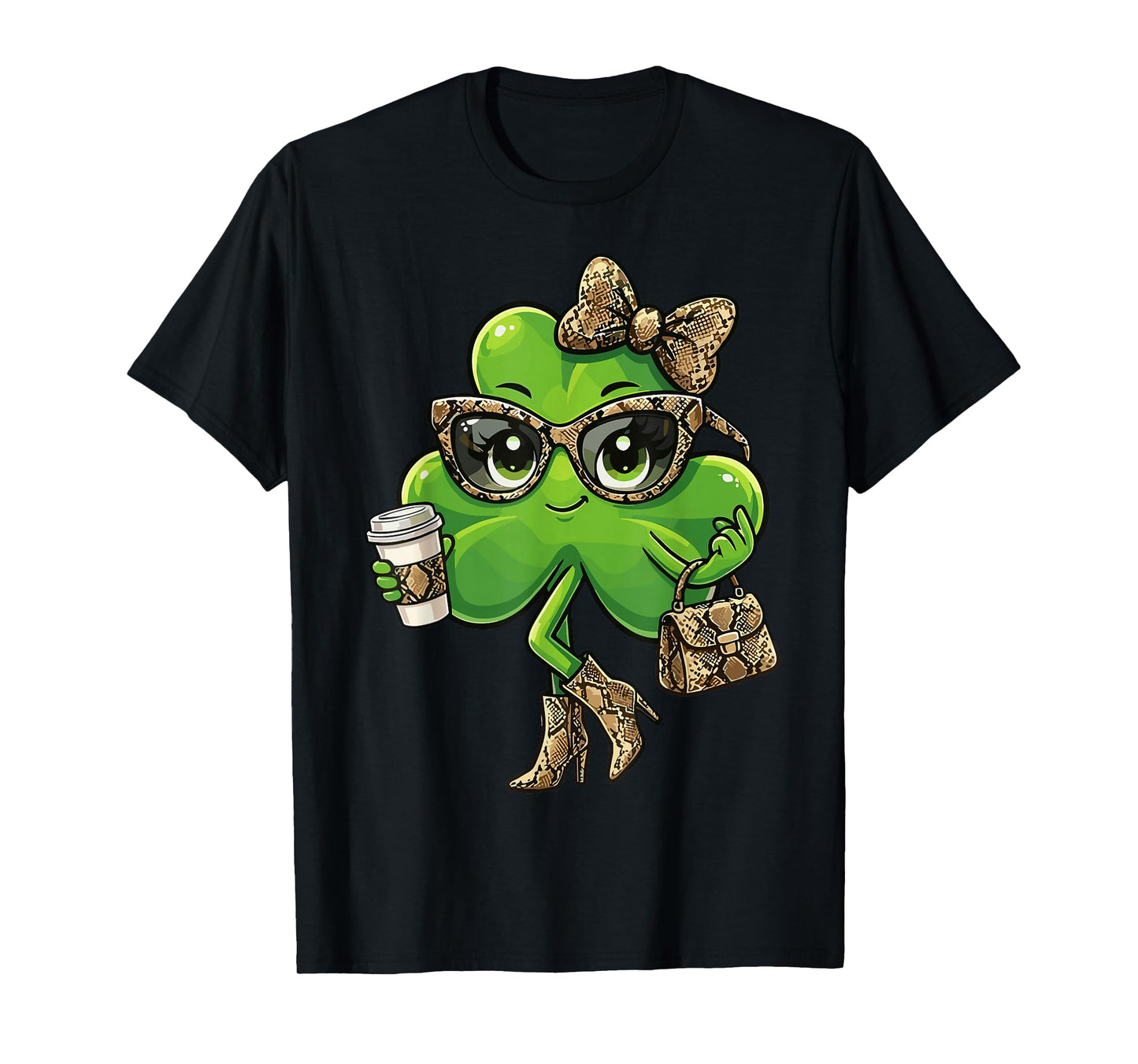 Boujee Shamrock Coffee Lover St Patricks Day for Women T-Shirt