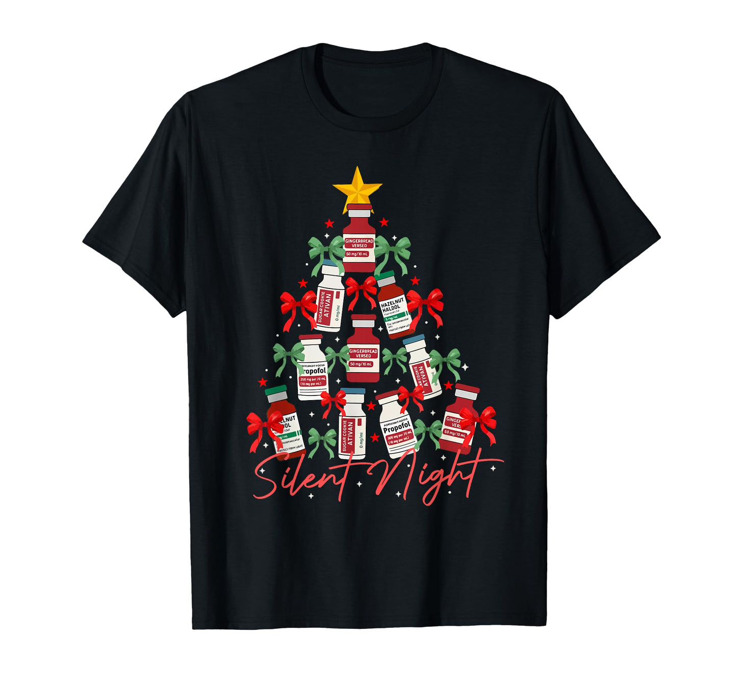 Funny Santa Propofol Silent Night ICU Nurses Merry Christmas T-Shirt