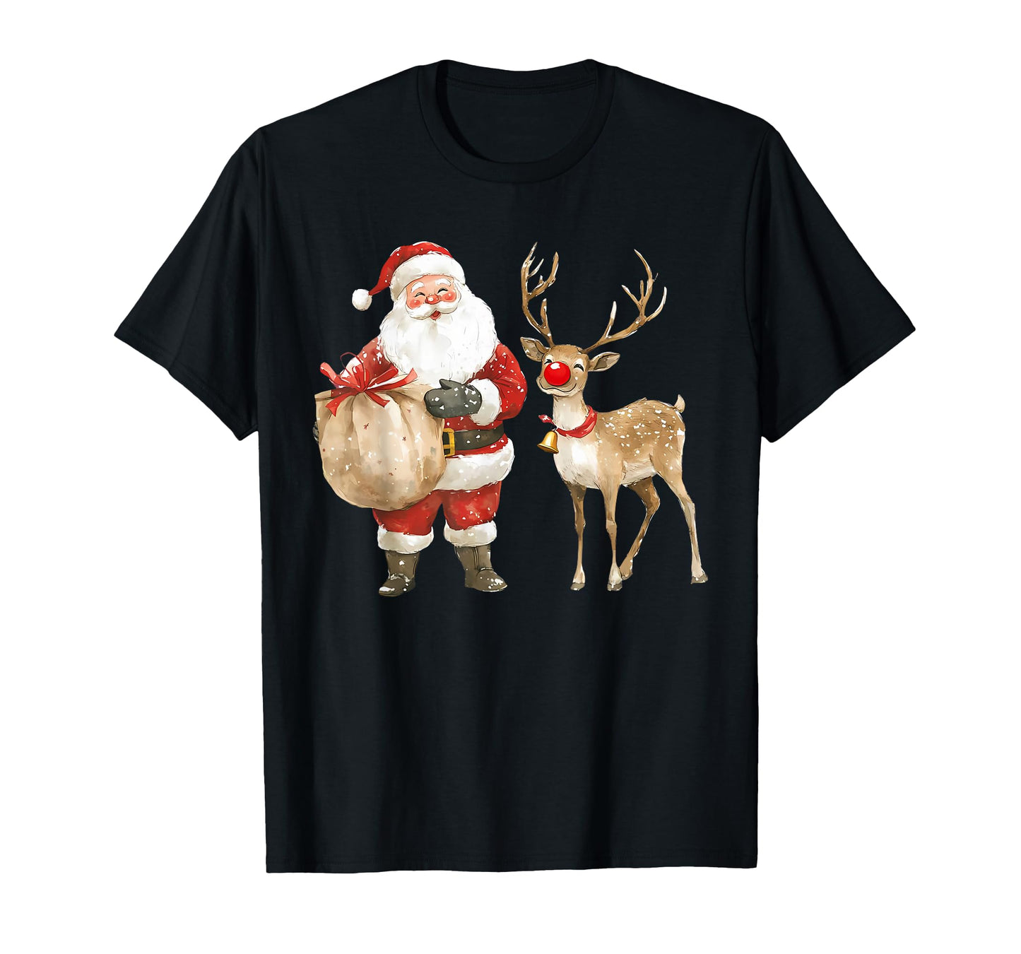 Vintage Santa Reindeer Retro 1950s Christmas Women Men Kids T-Shirt