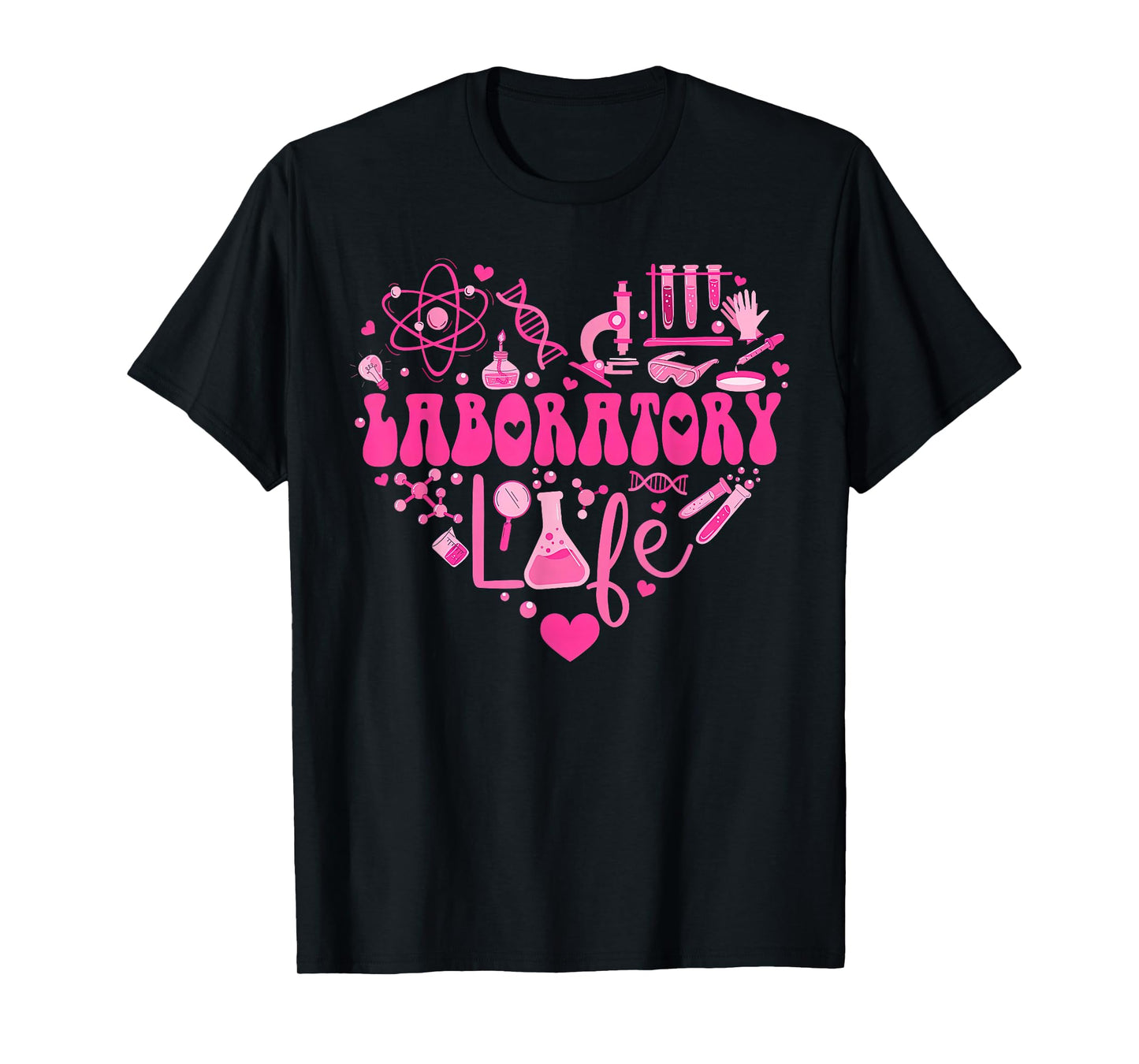 Laboratory Heart Valentine Lab Technologist Science Teacher T-Shirt
