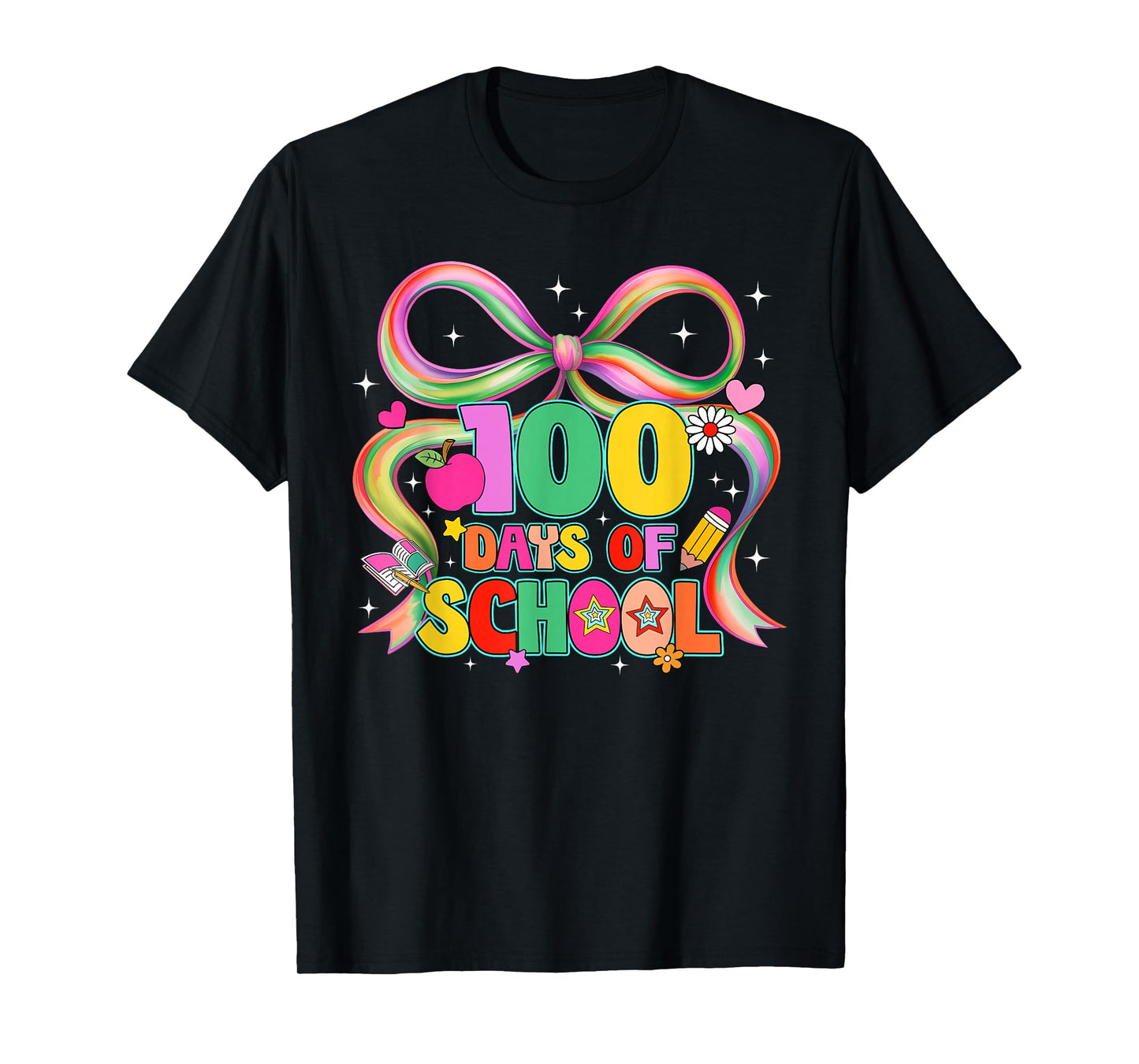 Happy 100 Days of School Coquette Bow Girl Women Teacher T-Shirt