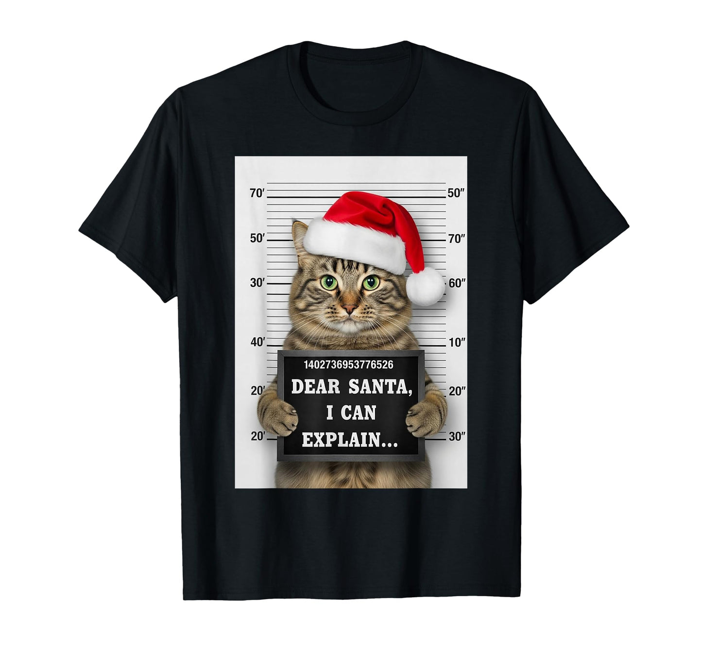 Dear Santa I Can Explain Funny Christmas Cat Kitten Mugshot T-Shirt