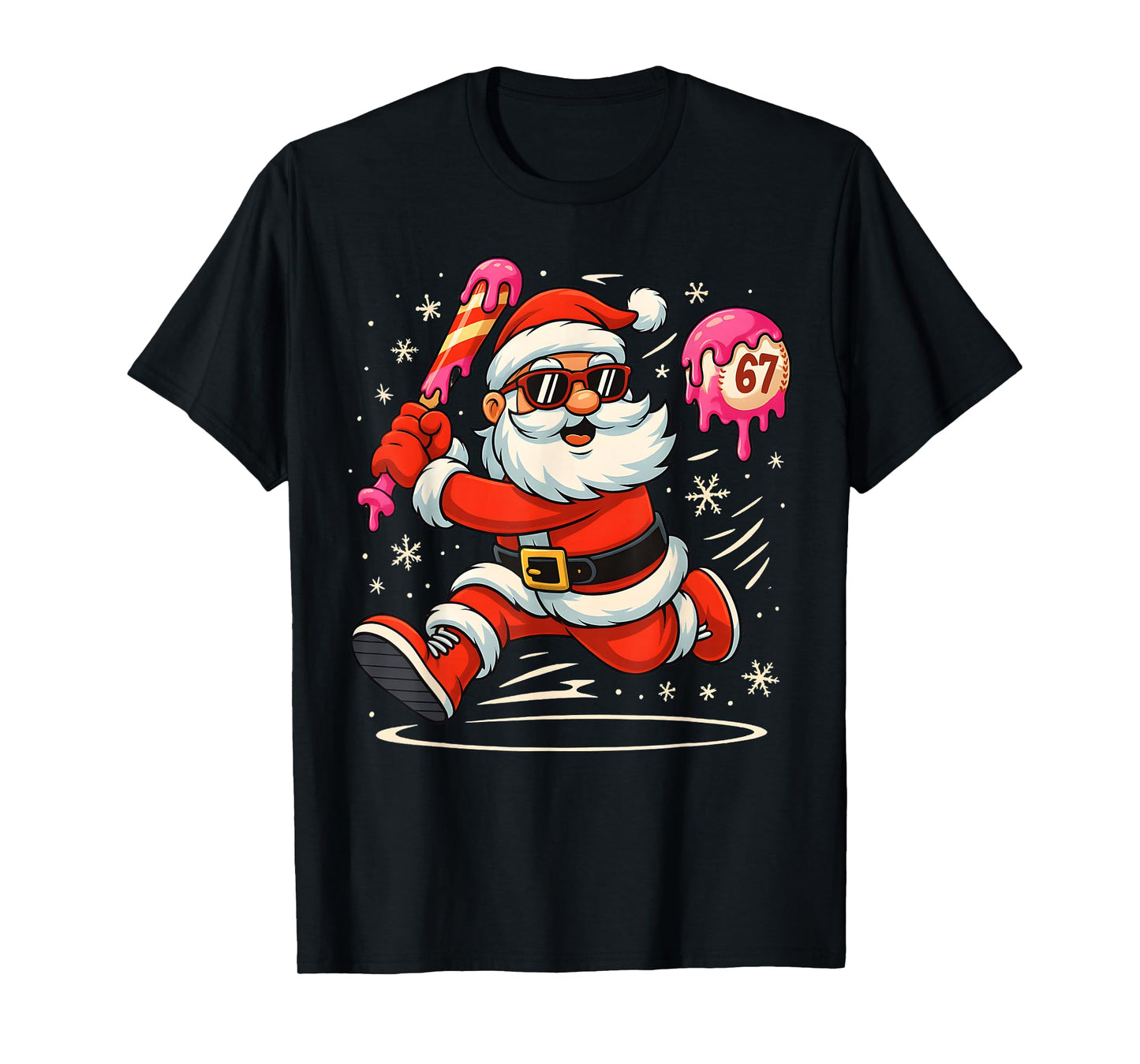 Baseball Santa 67 Baseball Christmas Pajamas Xmas Men Boy 67 T-Shirt