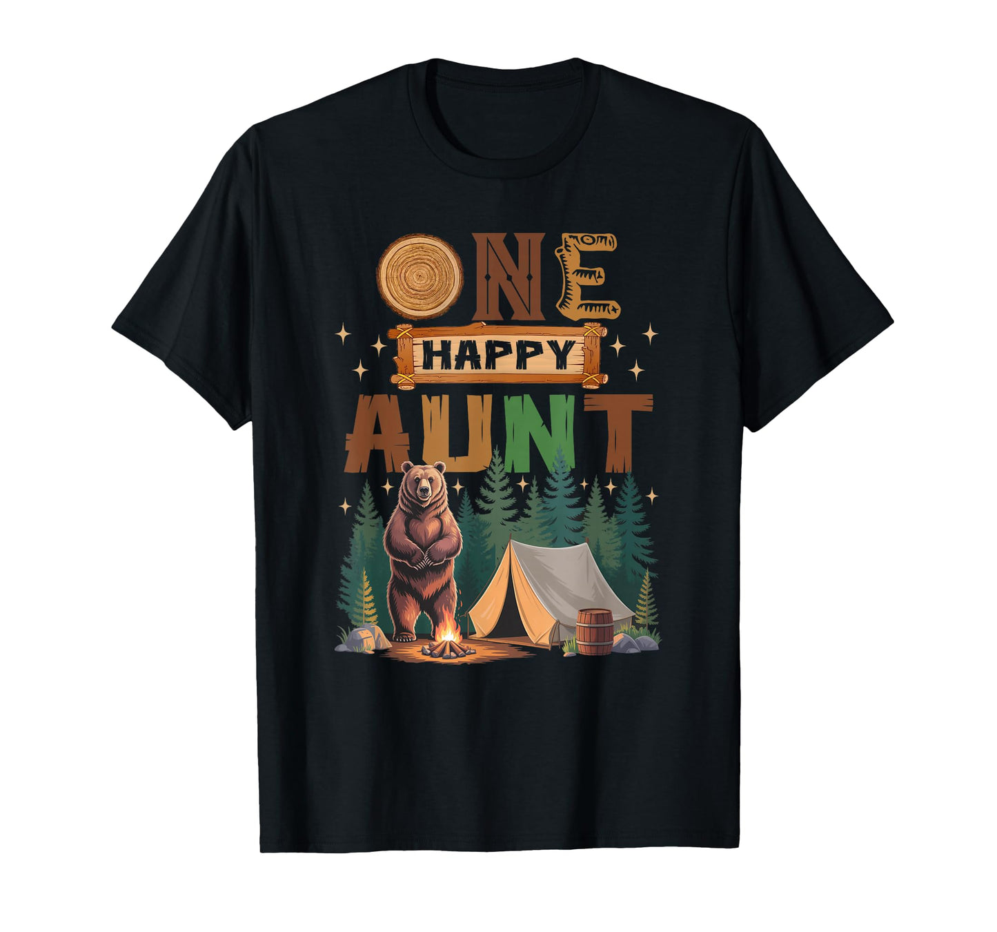 One Happy Aunt Camper 1St Birthday Camping Bear T-Shirt