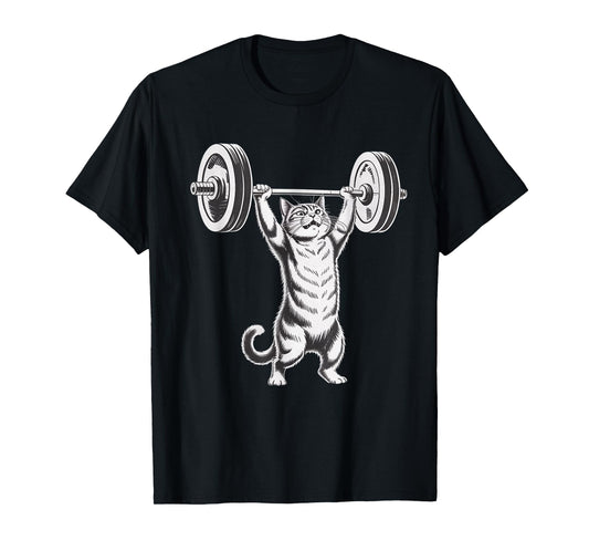 Strong Cat Lifting Weights Fitness Gym Humor T-Shirt