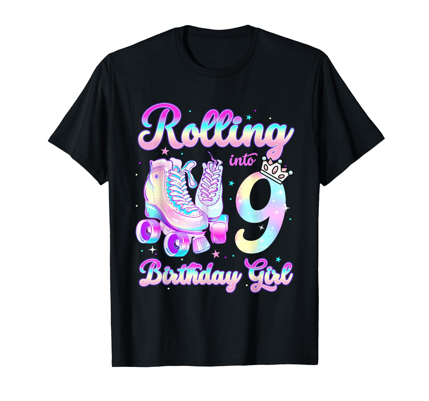 Kids Rolling Into 9 Roller Skating 9th Birthday Girls Party T-Shirt