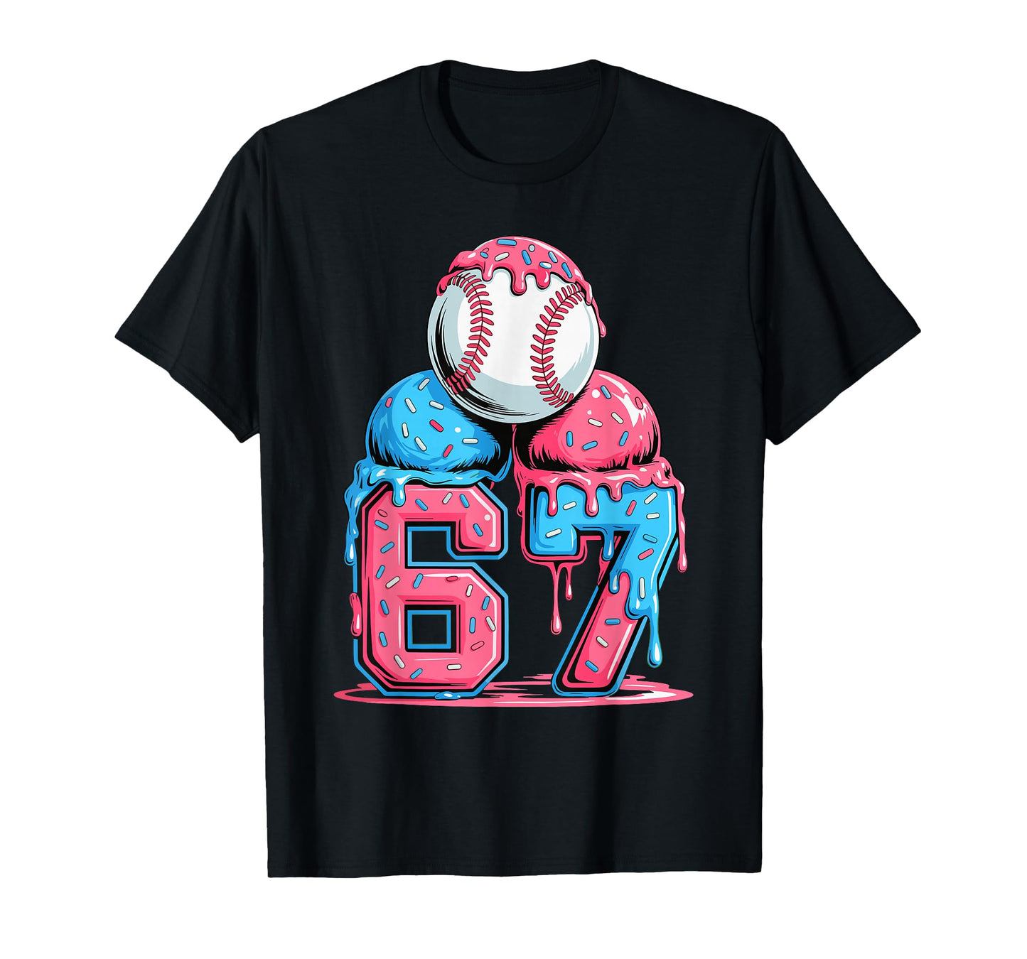 Baseball Ice Cream Drip Six Seven Gen Alpha Meme 67 T-Shirt