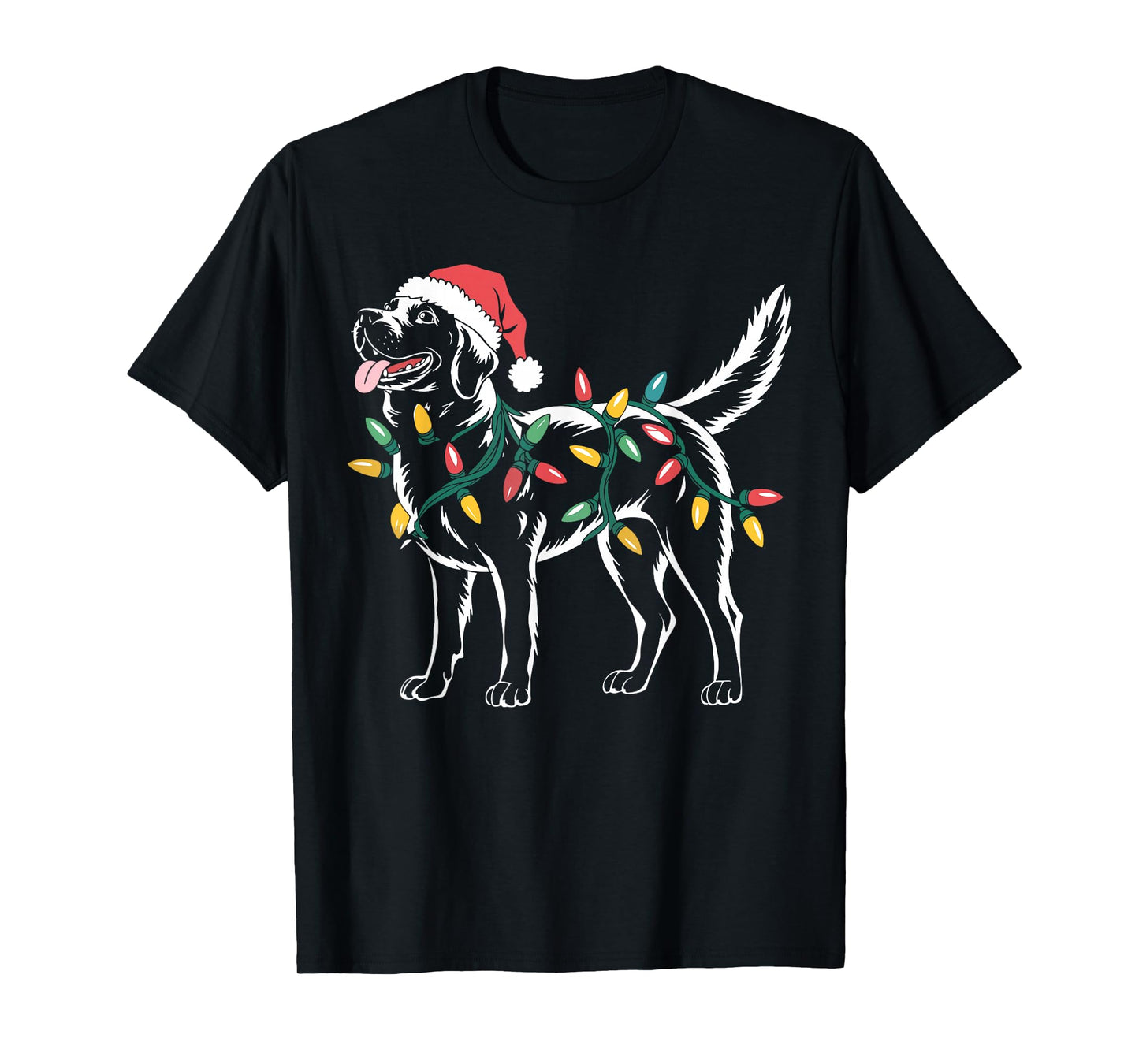 Funny Santa Labrador Retriever Christmas Lights Dog Lover T-Shirt
