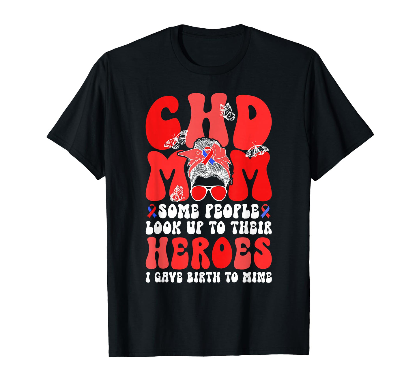 CHD Mom CHD Awareness Groovy Congenital Heart Disease Mom T-Shirt