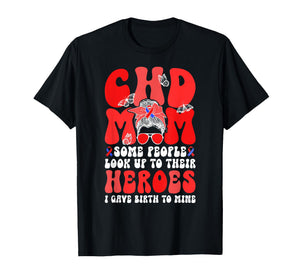 CHD Mom CHD Awareness Groovy Congenital Heart Disease Mom T-Shirt