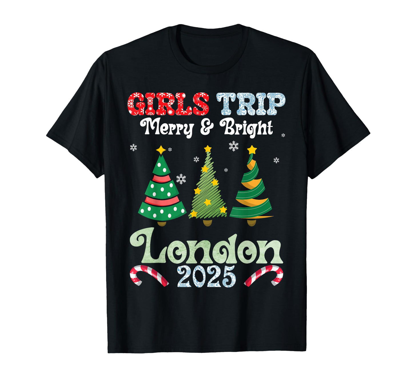 Girls Trip Merry Bright Christmas in London Vacation 2025 T-Shirt