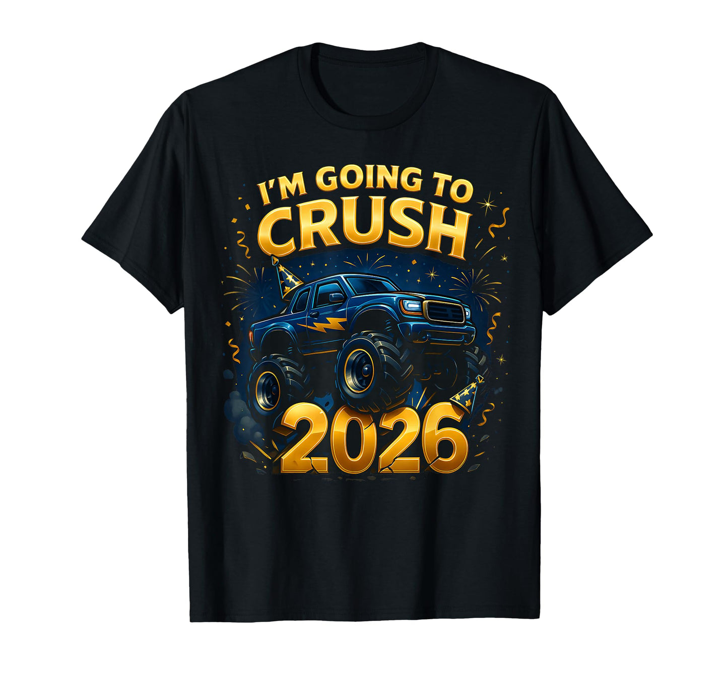 New Years Eve 2026 Monster Truck Boys Toddler Kids NYE Party T-Shirt