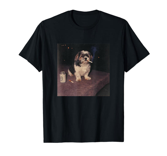 Funny Smoking Shih Tzu Dog Cigarette Beer Gen Z T-Shirt