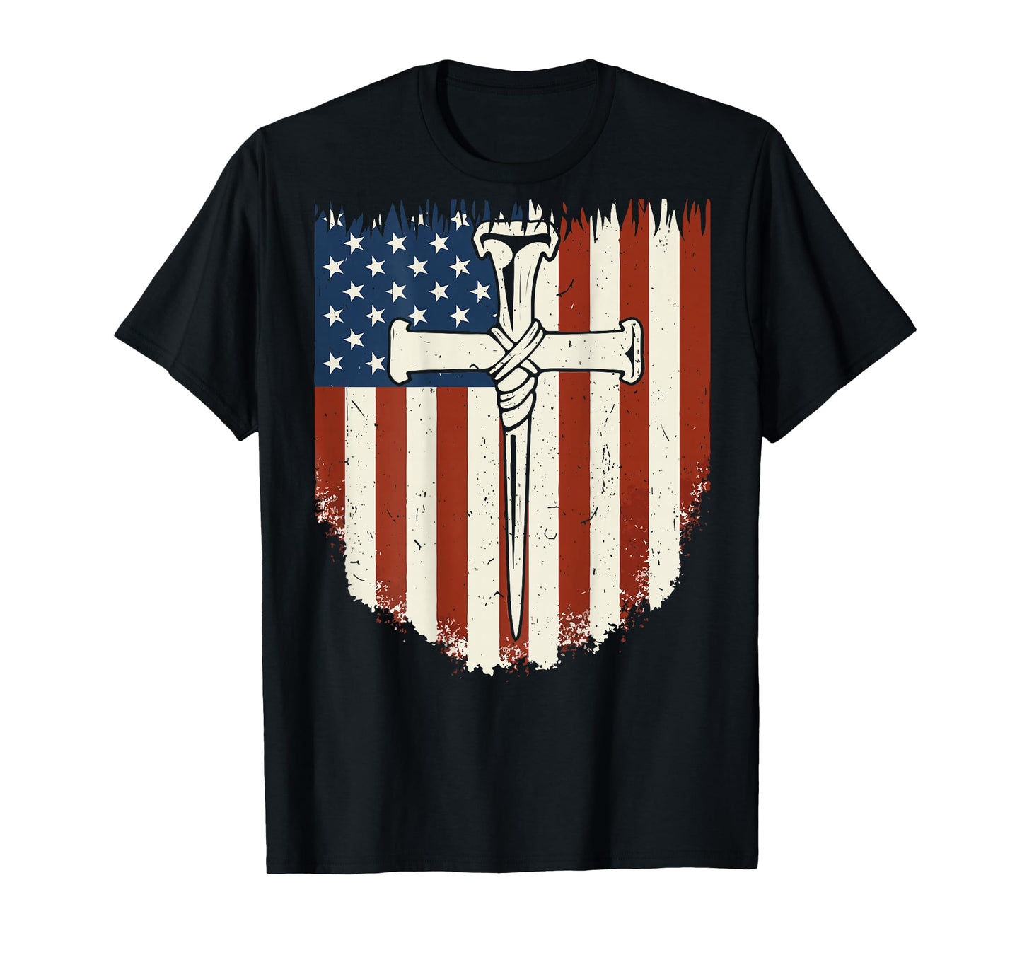 American Flag Cross 3 Nail Patriotic Christian Freedom Faith T-Shirt