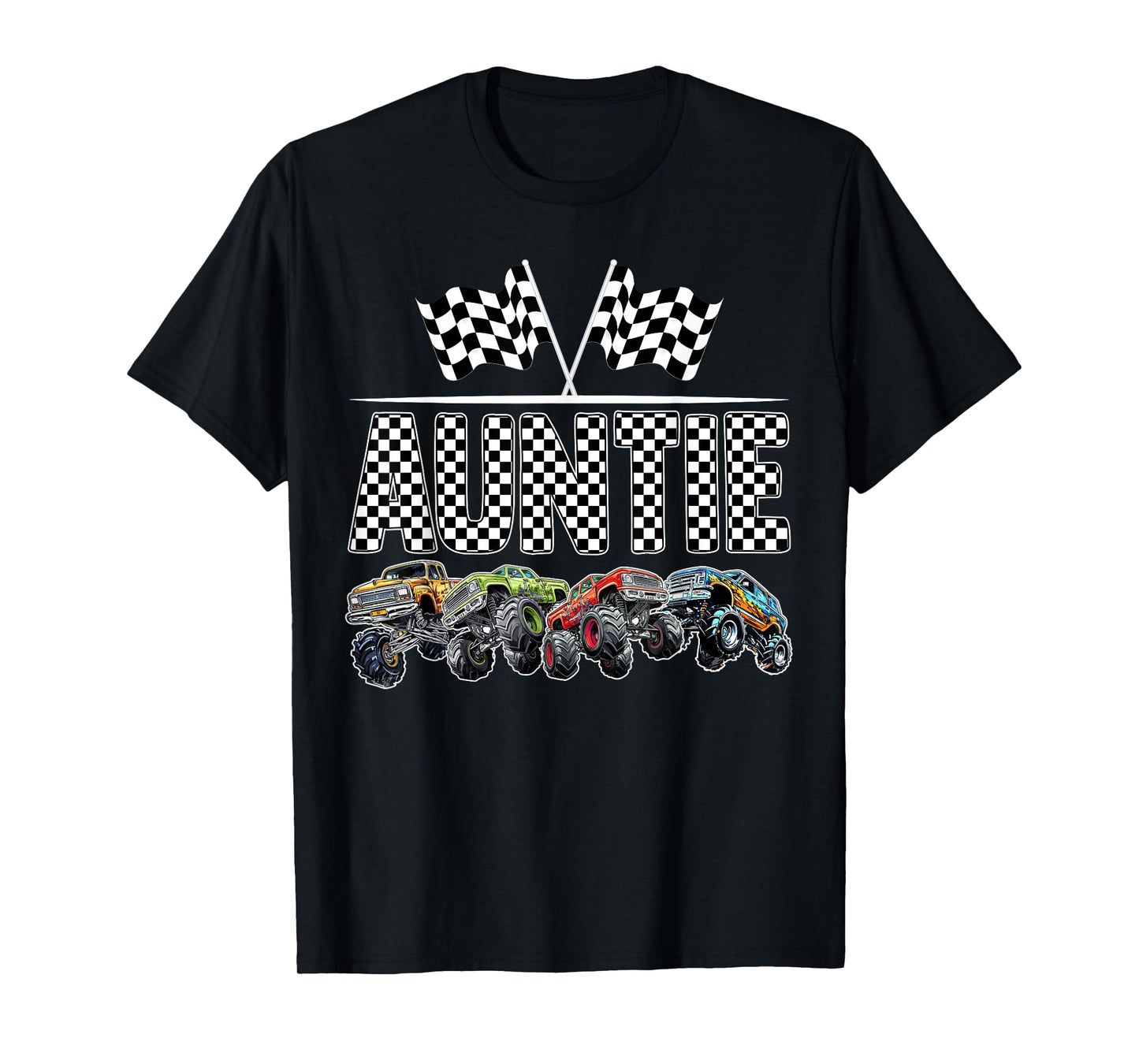 Auntie Retro Monster Truck Family Birthday Matching T-Shirt