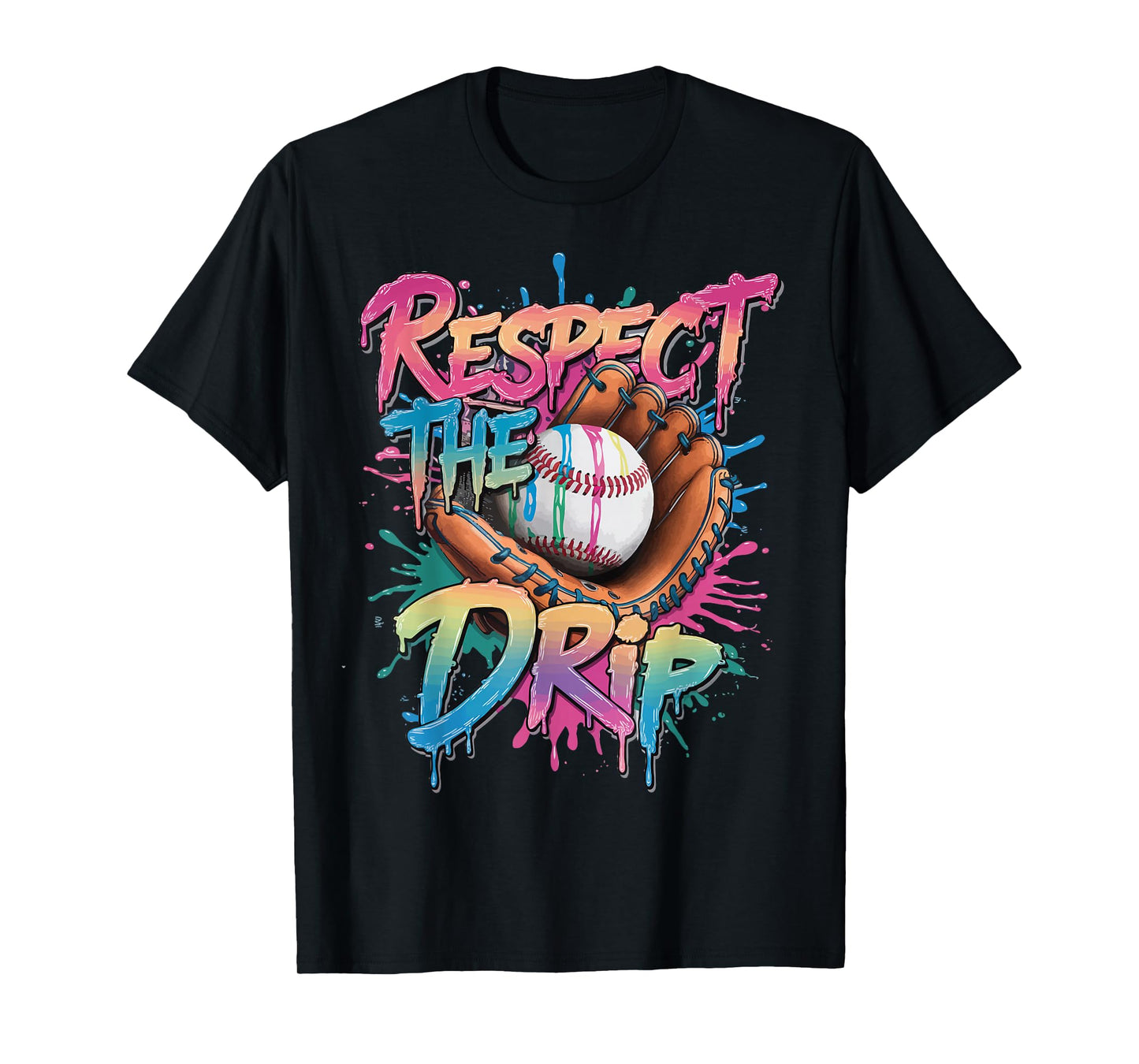 Respect The Drip Baseball Drip Glove Youth Boys Girls Player T-Shirt