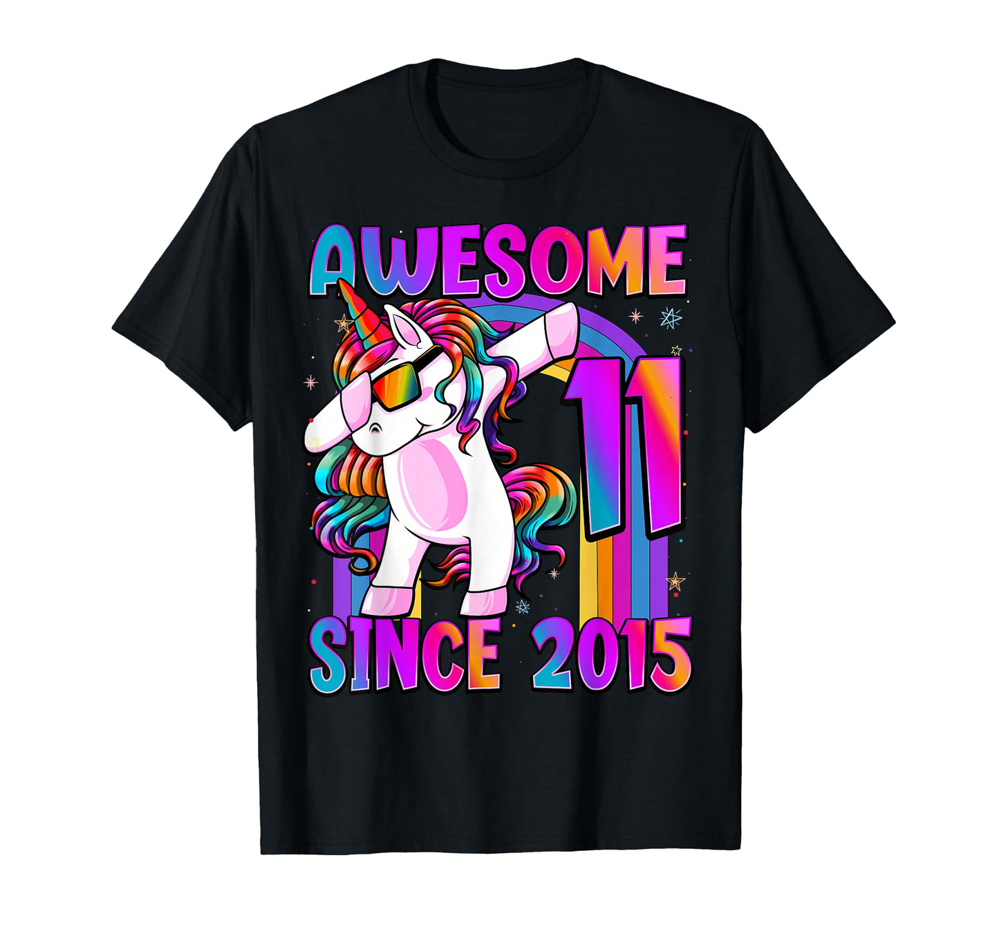 11 Year Old Girl Awesome Since 2015 Unicorn 11th Birthday T-Shirt