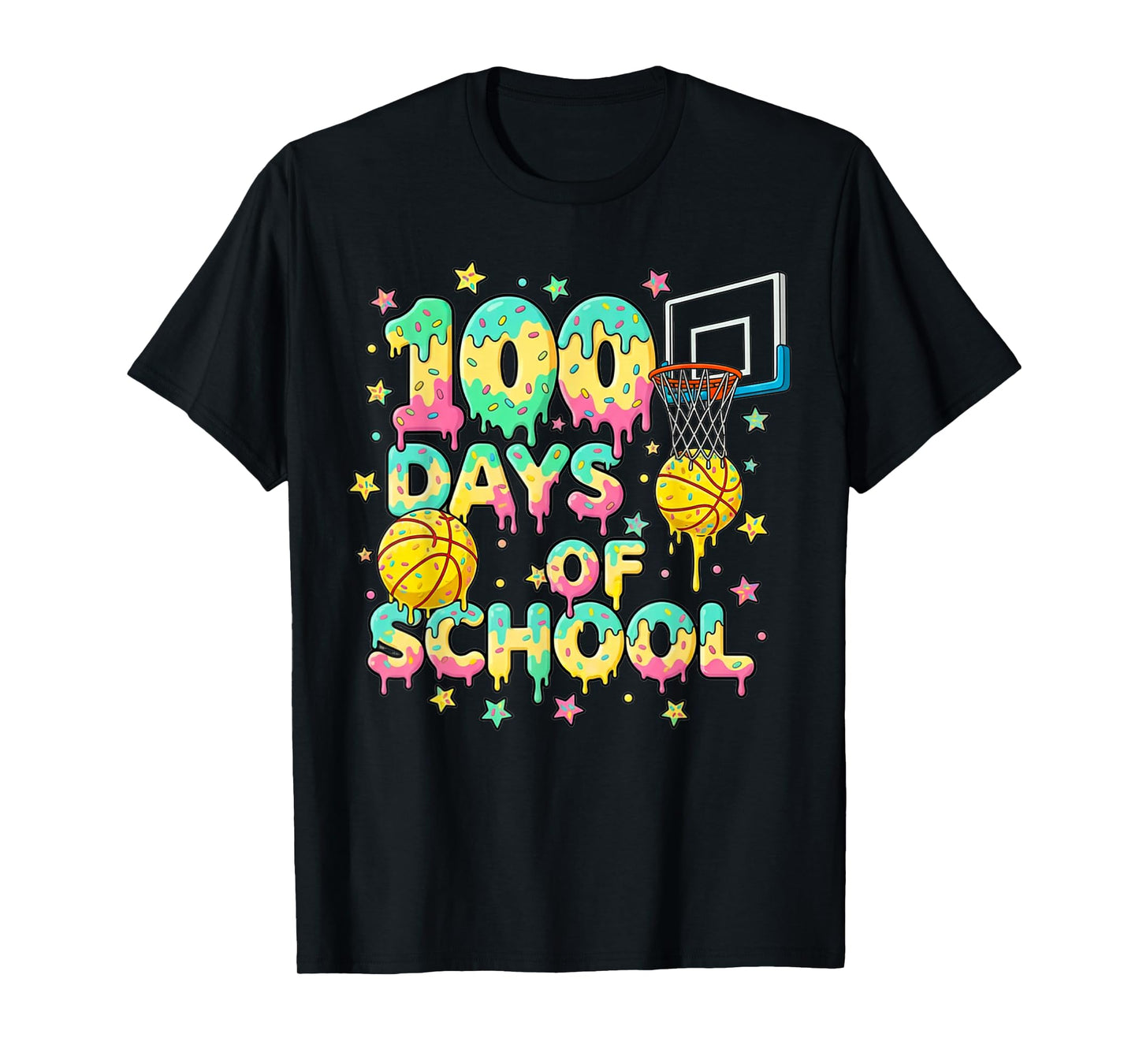 100 Days of School Basketball Girls Boys Kids Funny Teachers T-Shirt