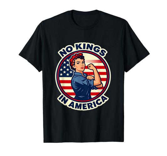 No Kings in America Vintage USA Flag T-Shirt