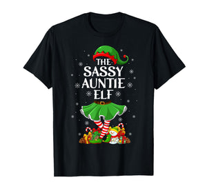 Sassy Auntie Elf Christmas Family Women Girls Elf Squad Xmas T-Shirt