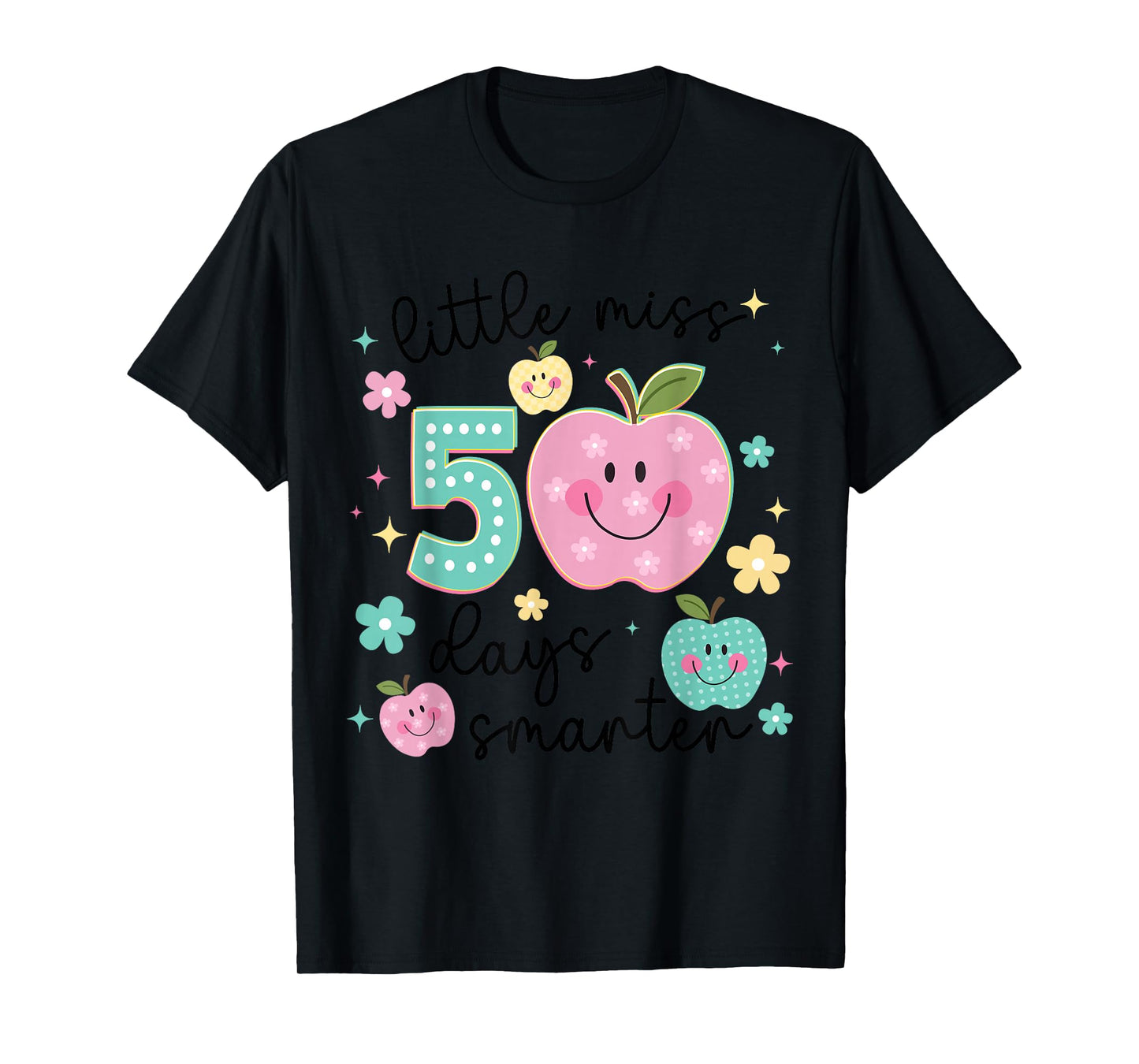 Little Miss 50 Days Smarter Kids Girls 50th Day of School T-Shirt