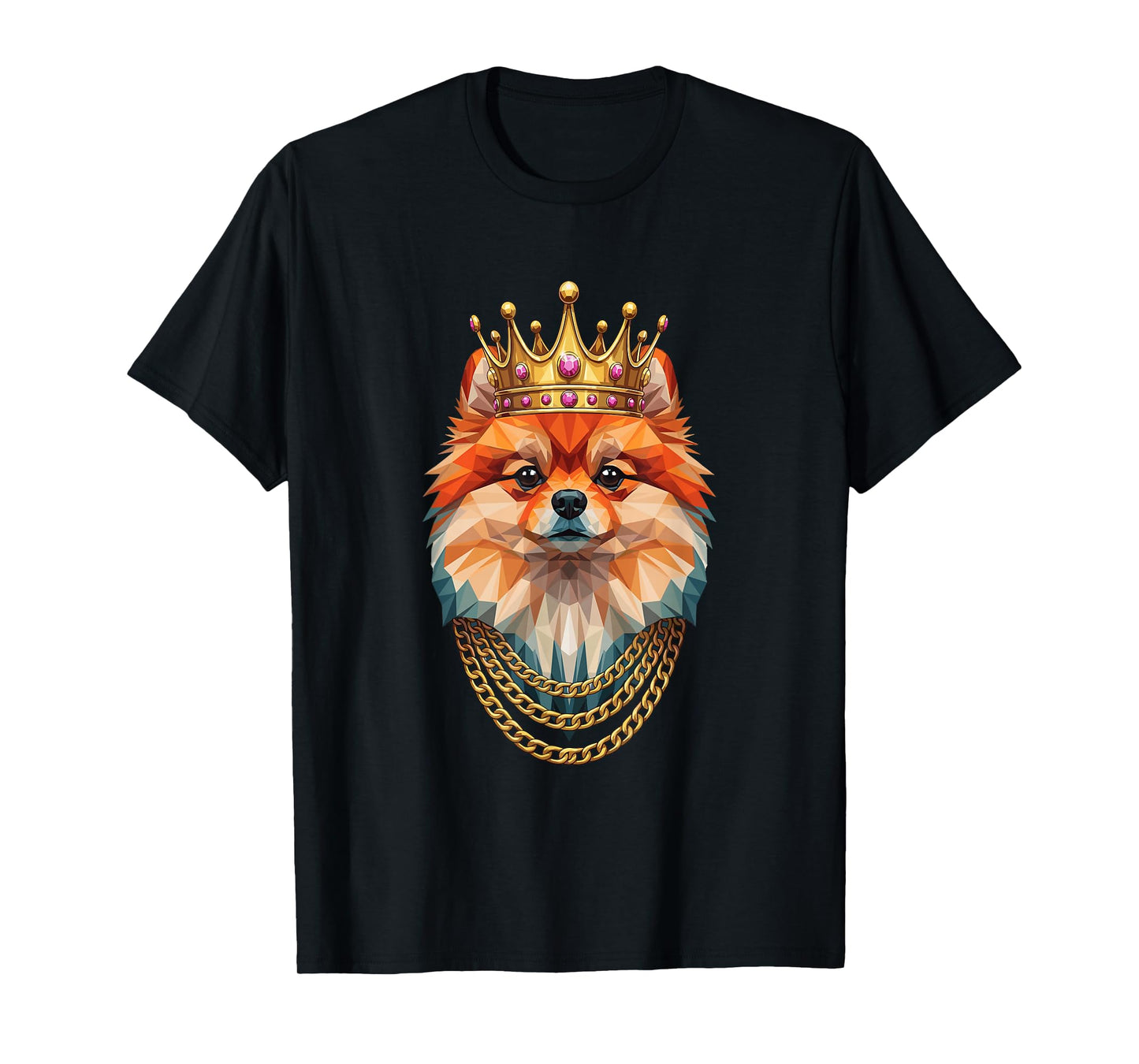 Pomeranian Dog Gangster Golden Crown King Regal Art T-Shirt