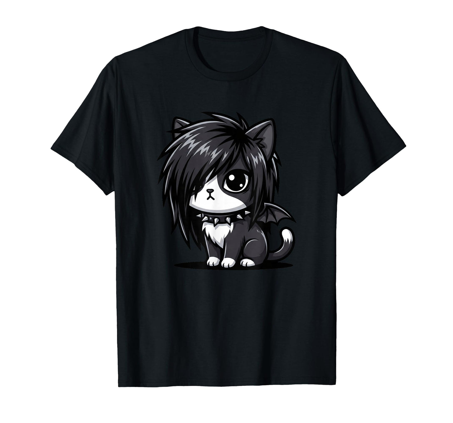 Cute Goth Girl Emo Gothic Cat Grunge Kitty Kawaii Kids Boys T-Shirt