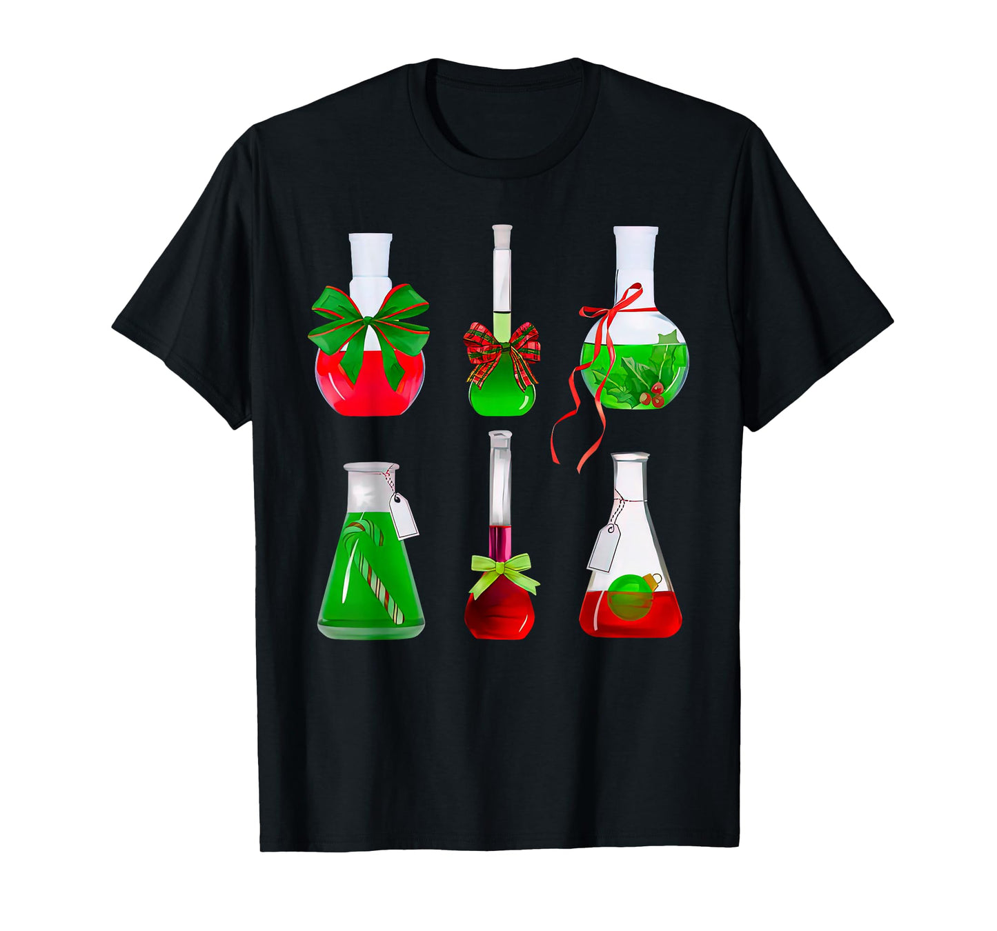Coquette Bow Beakers Chemistry Lab Tech Scientist Christmas T-Shirt