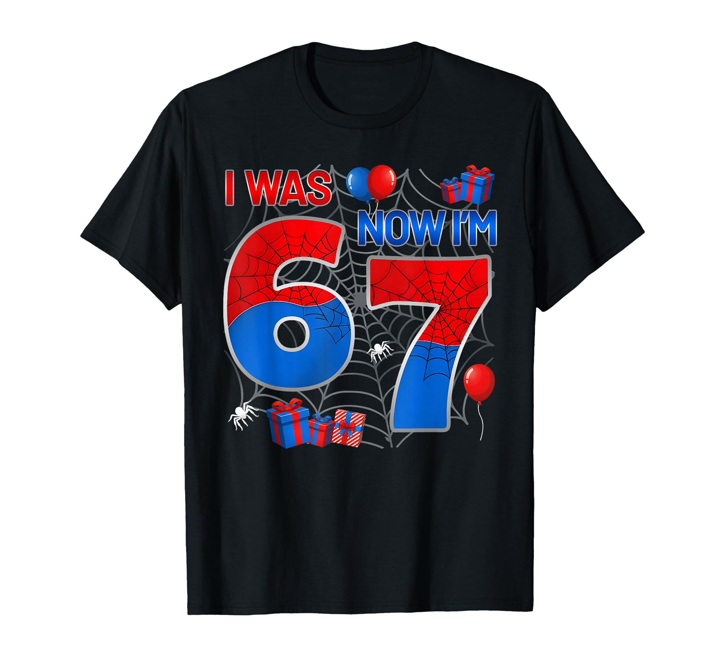 I was 6 Now I'm 7 Year Old Boy Kids 7th Birthday Spider Web T-Shirt