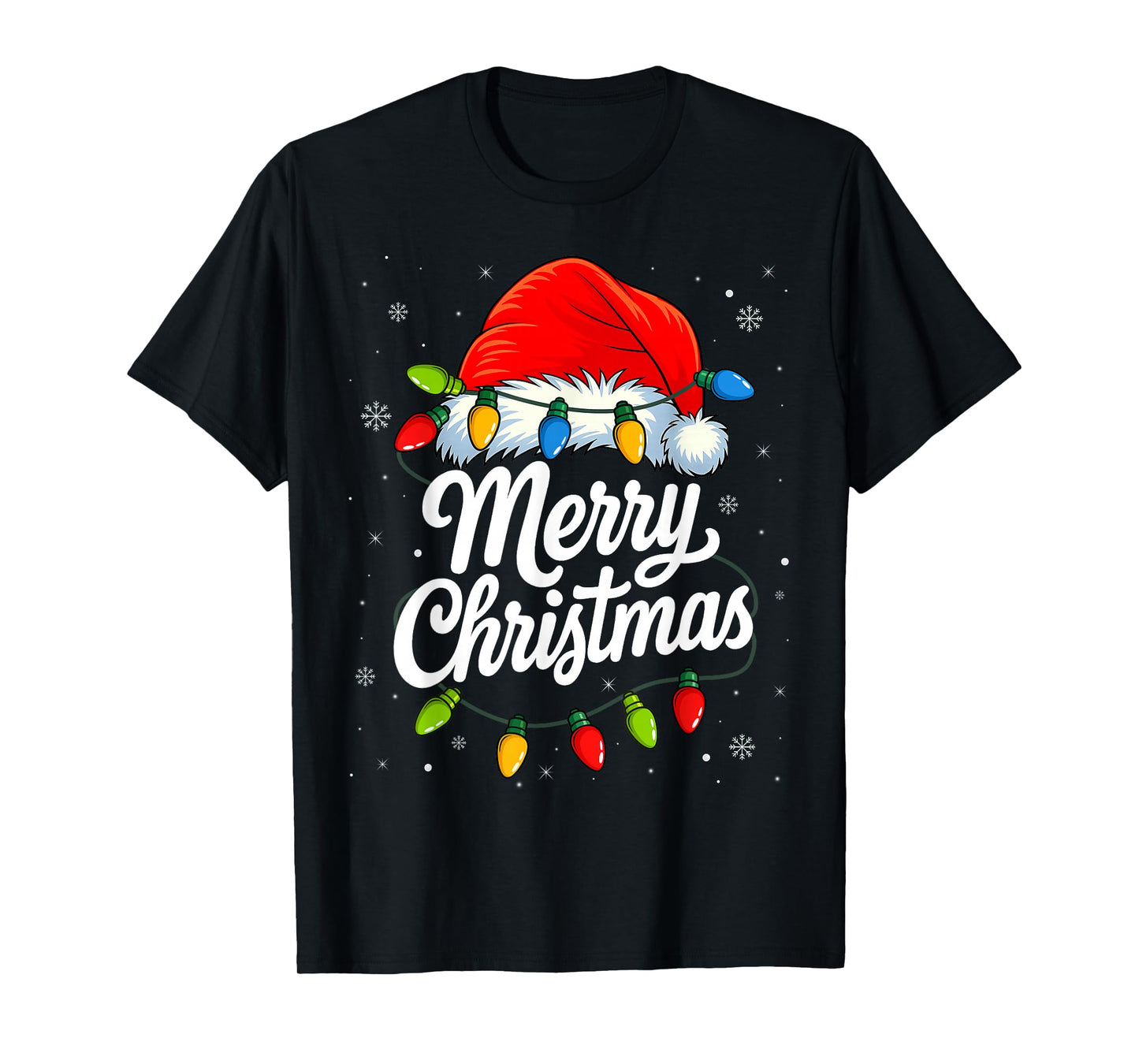 Merry Christmas Red Santa hat and Lights T-Shirt
