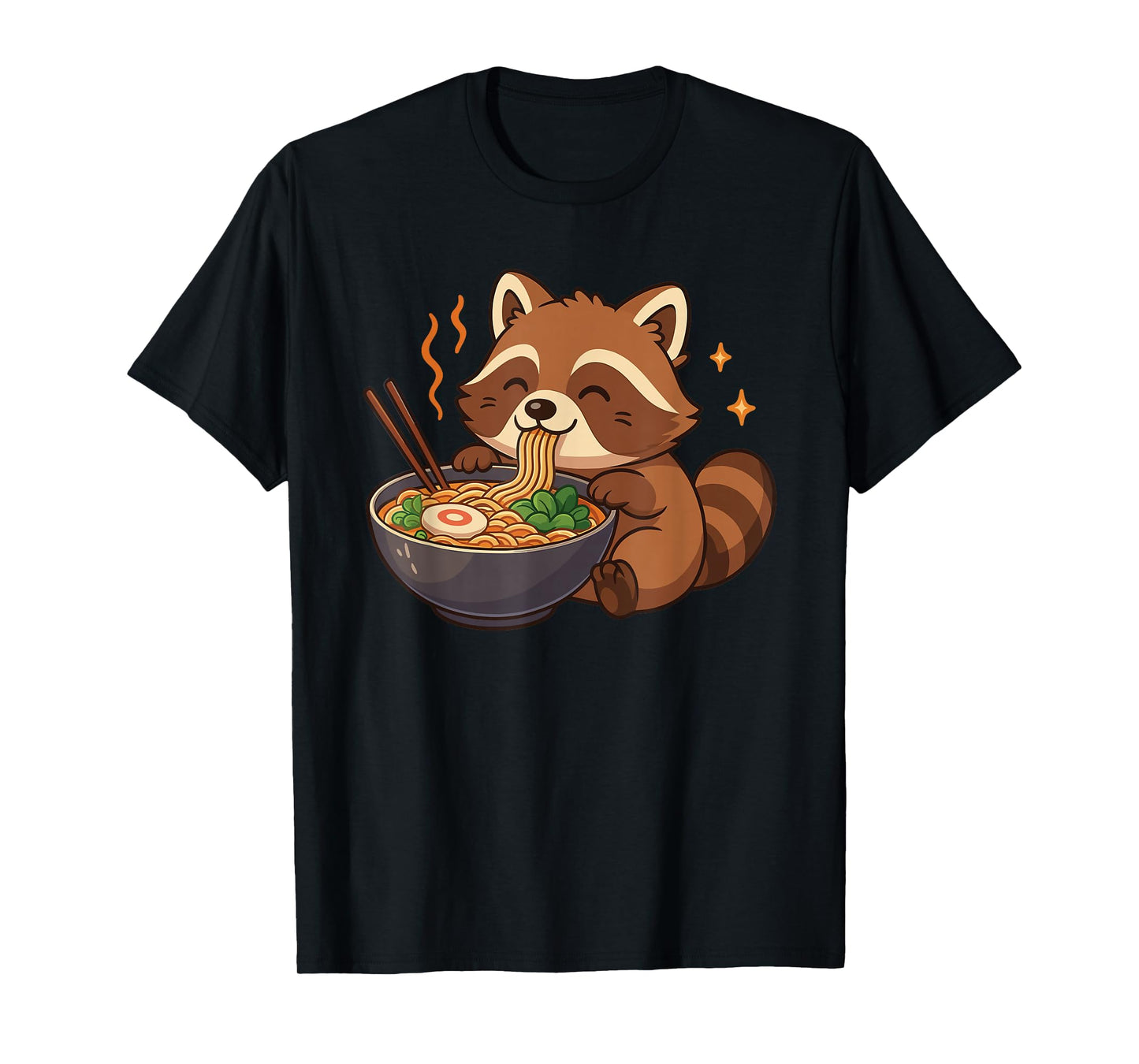 Raccoon with Noodles Ramen Kawaii Raccoon T-Shirt