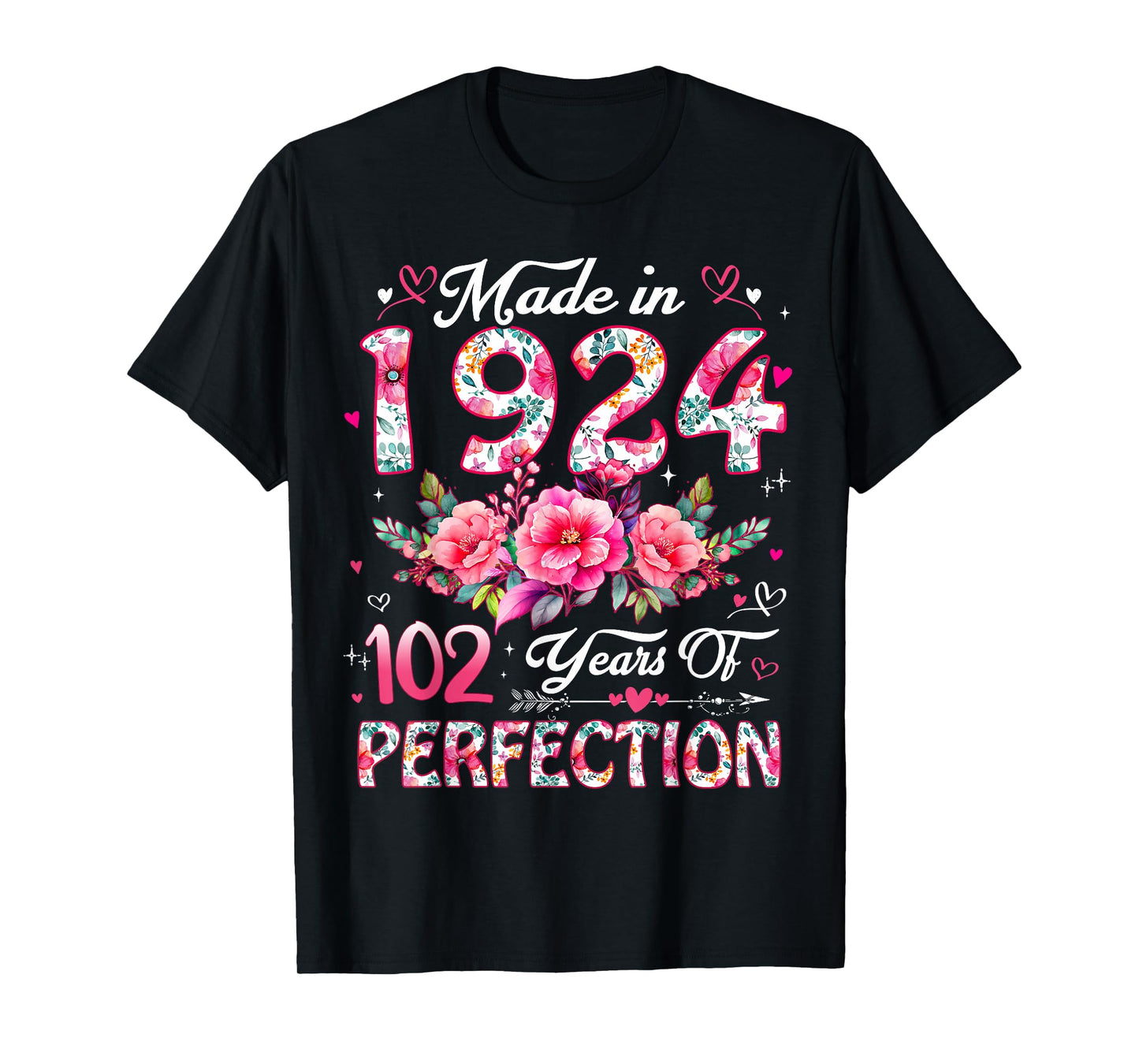 102 Year Old Made in 1924 Floral 102nd Birthday Women T-Shirt