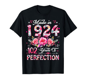 102 Year Old Made in 1924 Floral 102nd Birthday Women T-Shirt