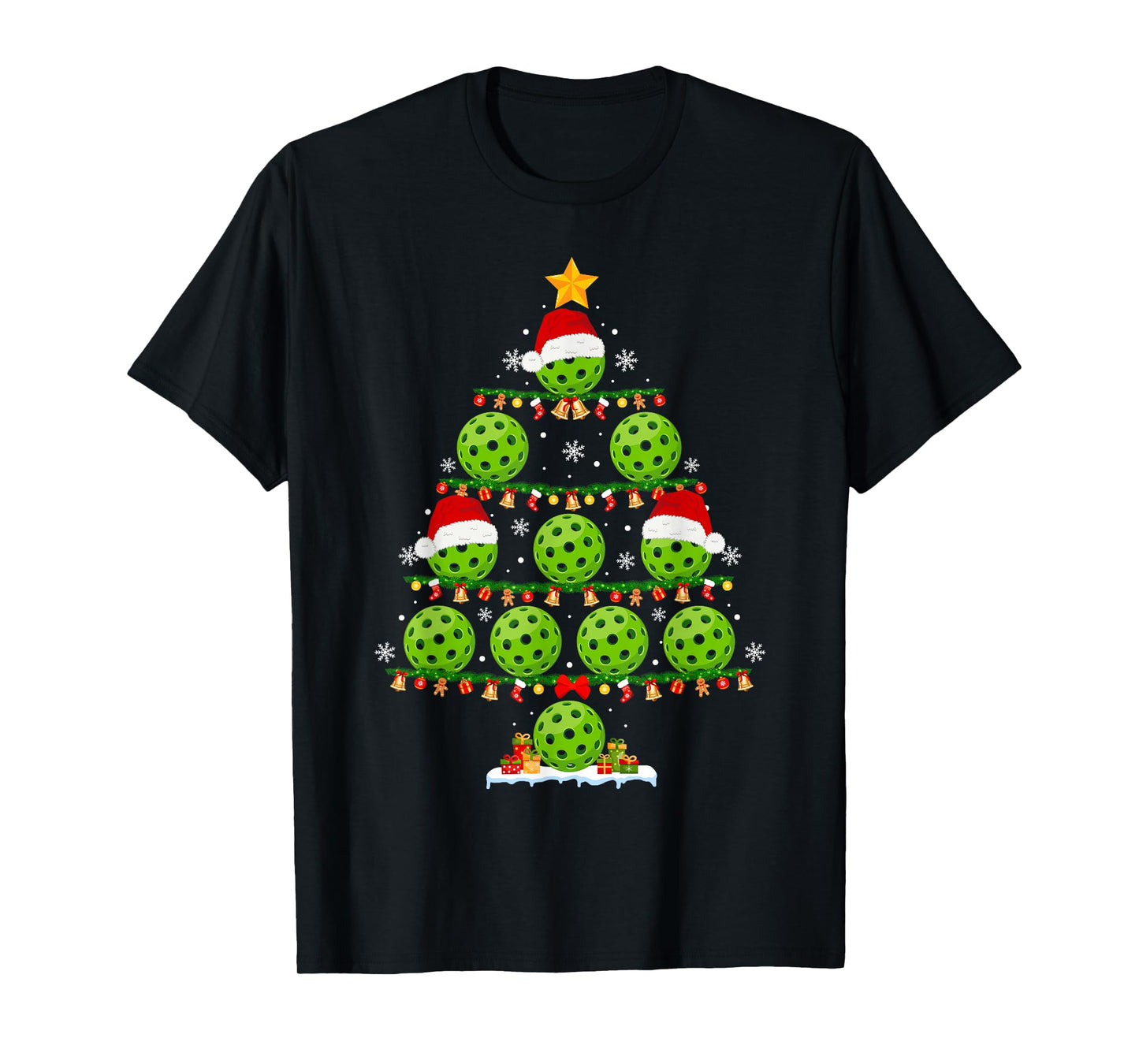 Pickleball Christmas Tree Funny Holiday Pickleball Lover T-Shirt