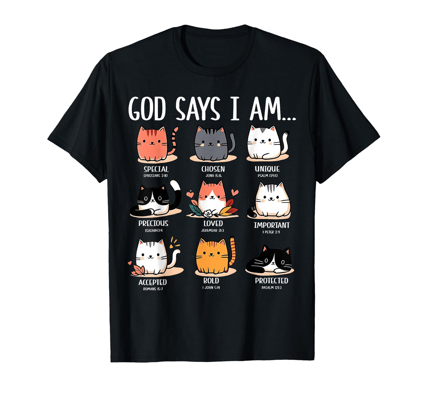 Cute God Says I Am Cat Lover Funny Christian Kids Girls T-Shirt