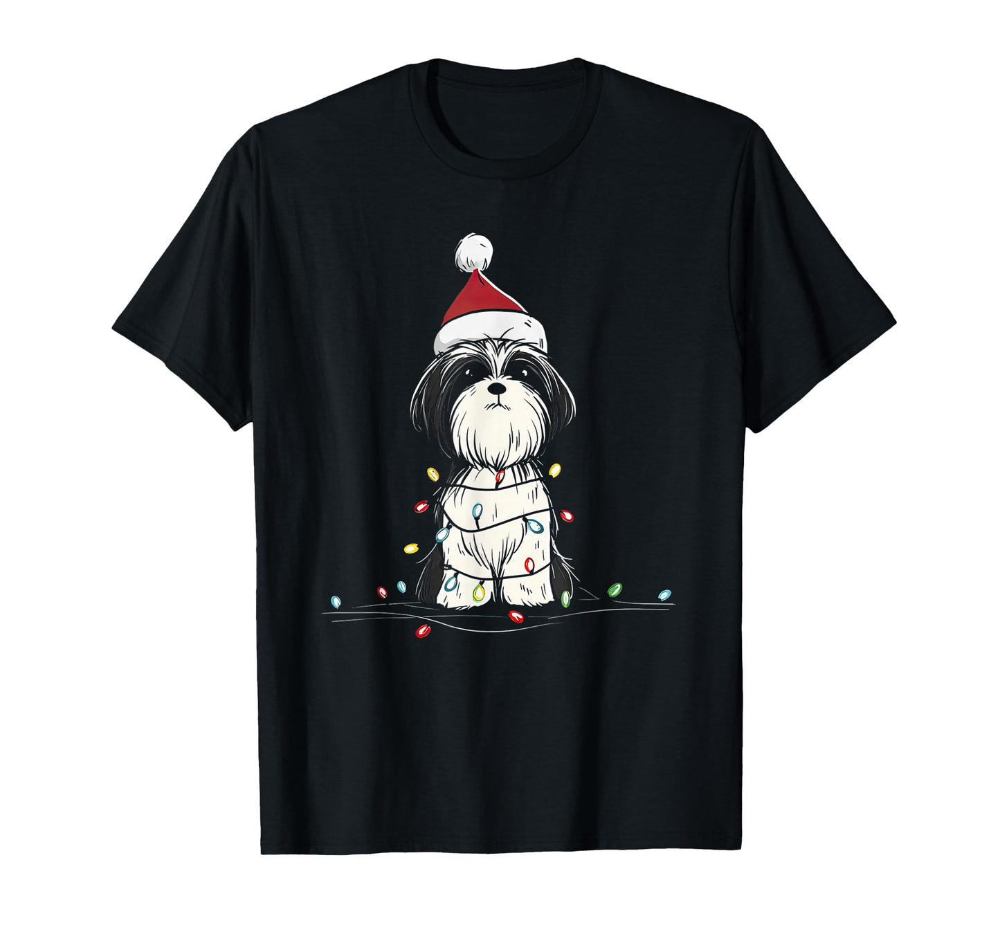 Funny Shih Tzu Christmas Graphics Dog Lights Lover Owner T-Shirt