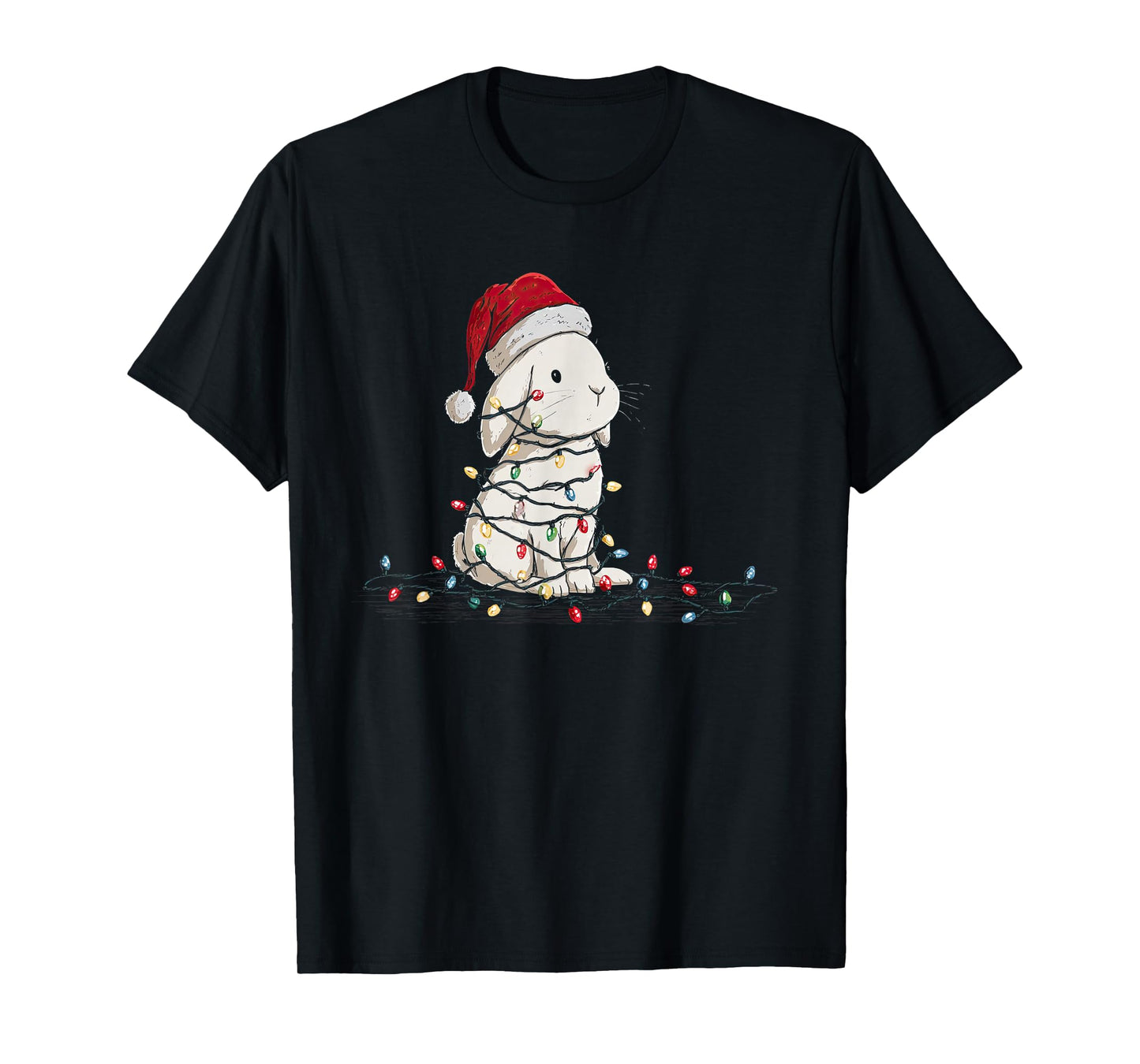 Funny Bunny Christmas Graphics Animal Lights Lover T-Shirt