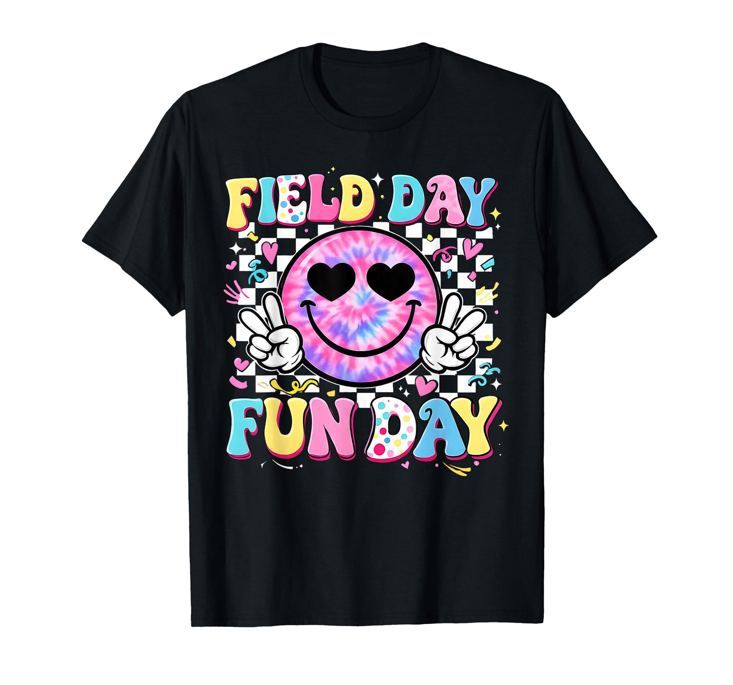 Field Day Fun Day Tie Dye Smile Face Field Trip Teacher Kid T-Shirt