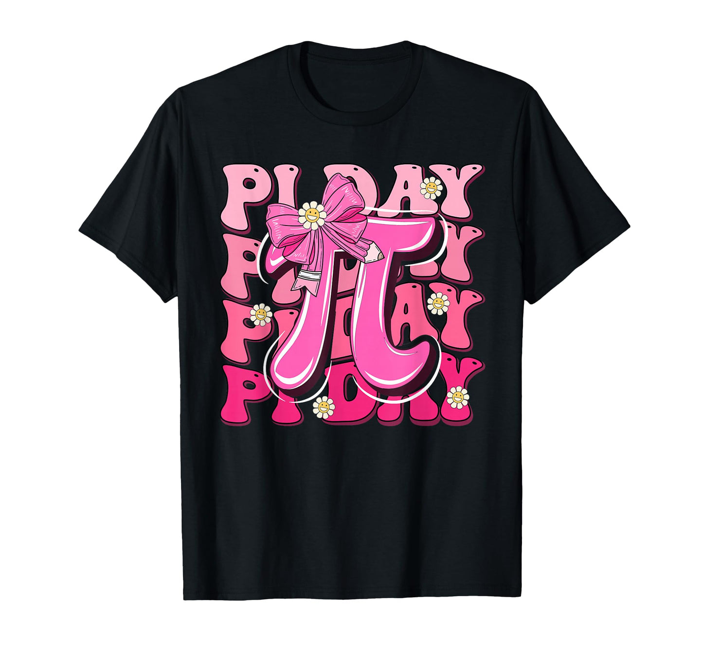 Happy Pi Day 3.14 Pink Coquette Bow Math Nerd Women Girls T-Shirt