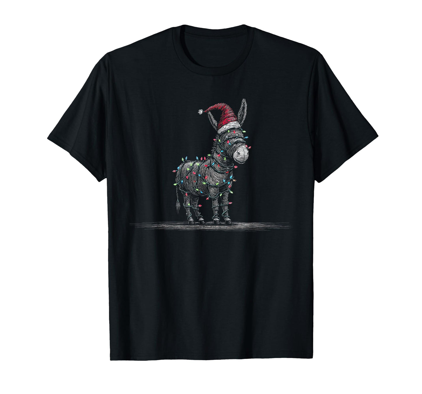 Funny Donkey Christmas Graphics Animal Lights Lover T-Shirt