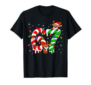 Number 67 Six Seven 6 7 Meme Candy Cane Matching Christmas T-Shirt