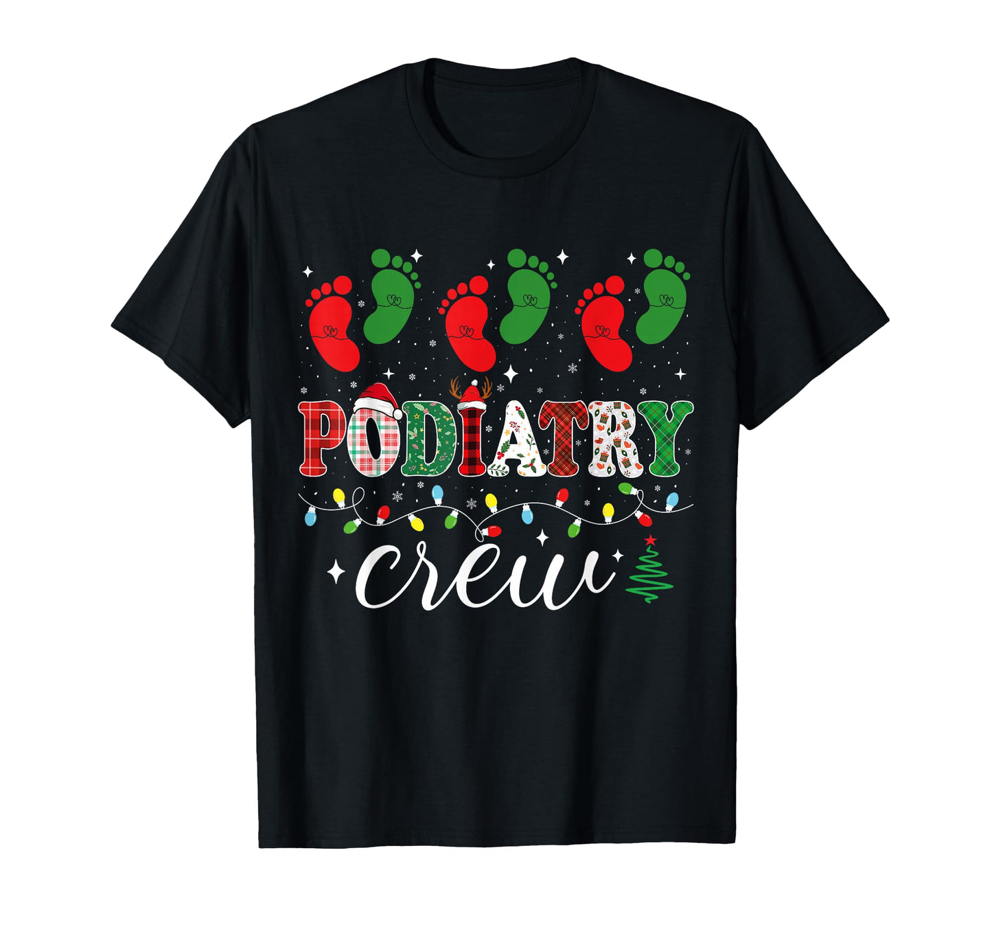 Podiatry Crew Christmas Footprint Podiatrist Xmas Podiatry T-Shirt