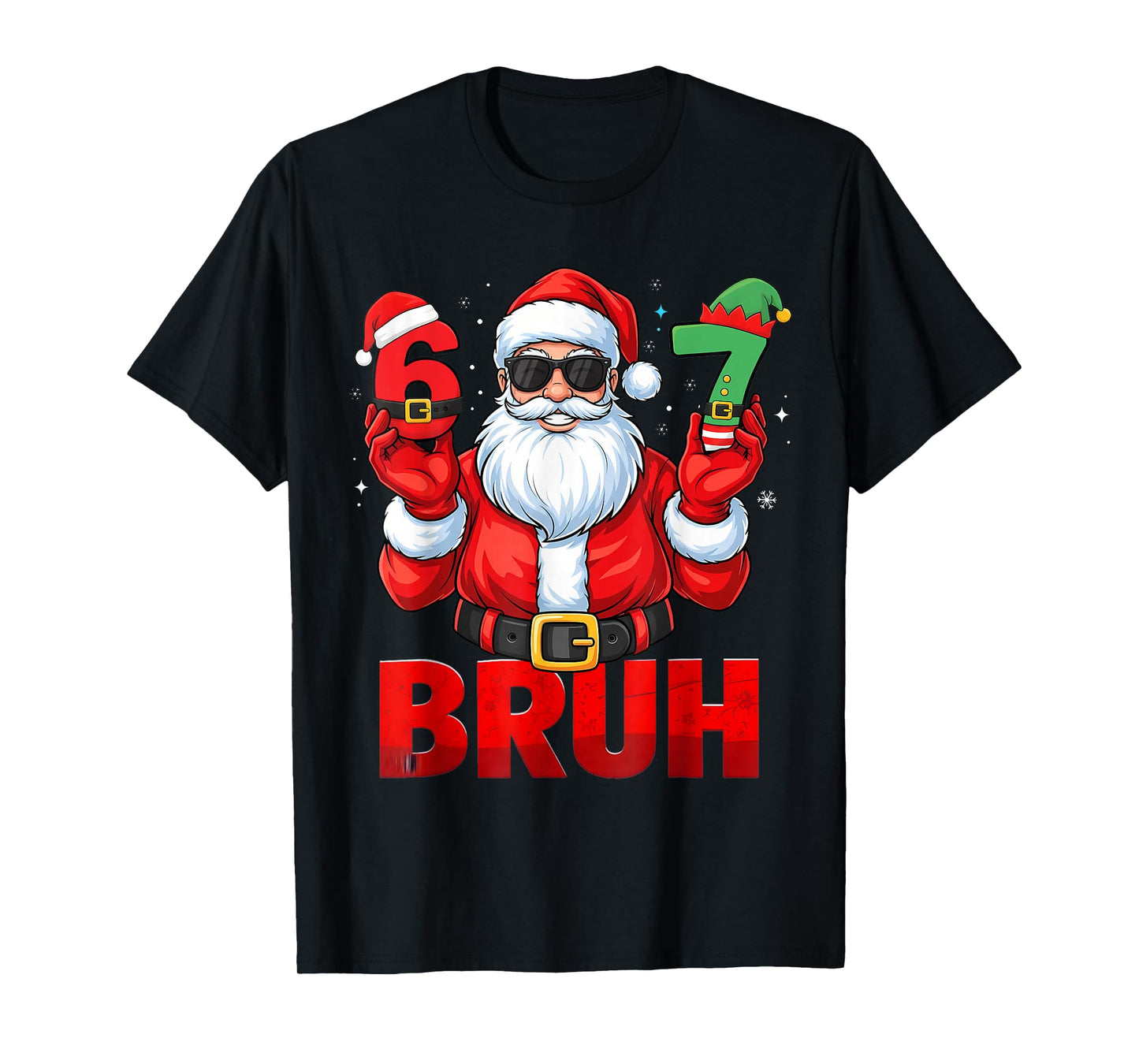 Bruh Six Seven 67 Meme 6 7 Elf Santa Christmas Pajamas Kids T-Shirt
