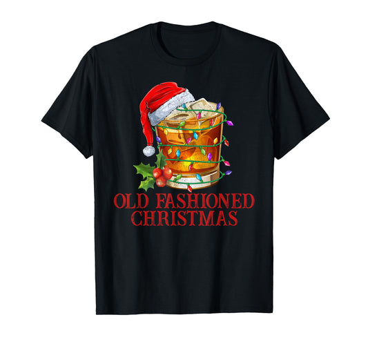 Old Fashioned Whiskey Christmas Funny Bourbon Cocktail Drink T-Shirt