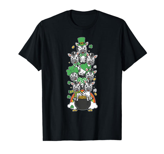 Funny Zebra Clover St Patricks Day Womens Mens Kids T-Shirt
