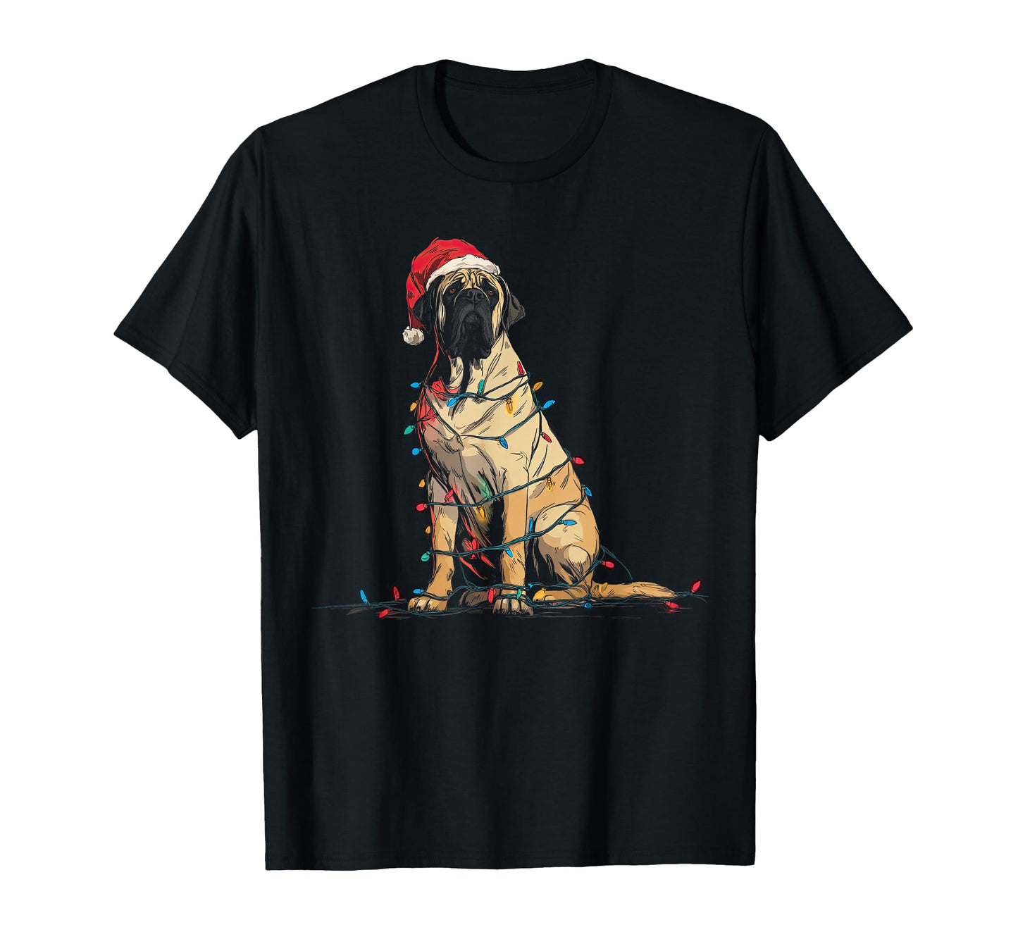 Funny English Mastiff Christmas Graphics Dog Lights Lover T-Shirt