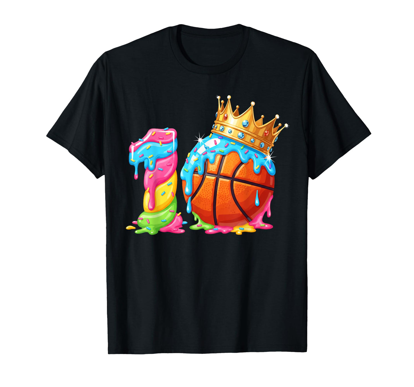 Cool 10 Year Old Basketball Player Birthday Ice Cream Party T-Shirt