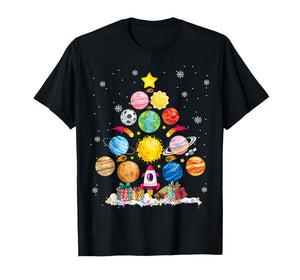 Funny Solar System Space Planets Tree Christmas Pajama Xmas T-Shirt