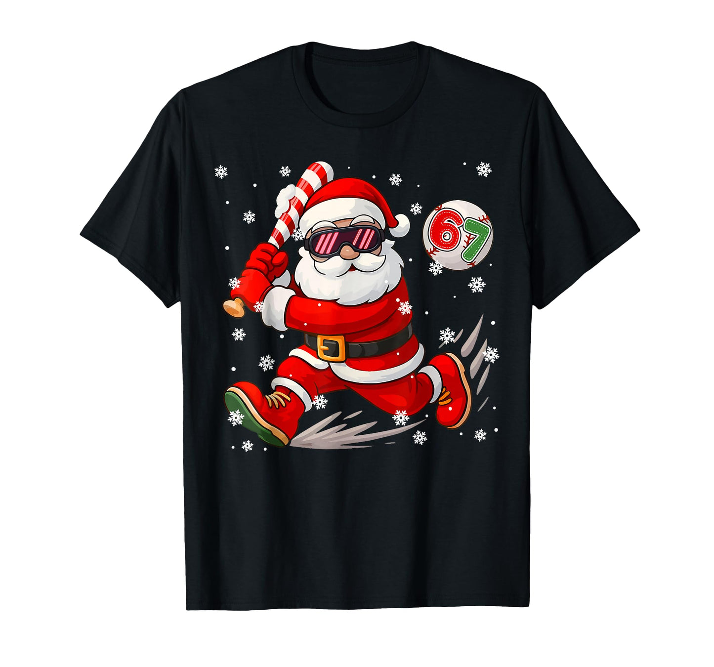 Funny Baseball Santa 67 Christmas Xmas Sports Pajamas Boys T-Shirt