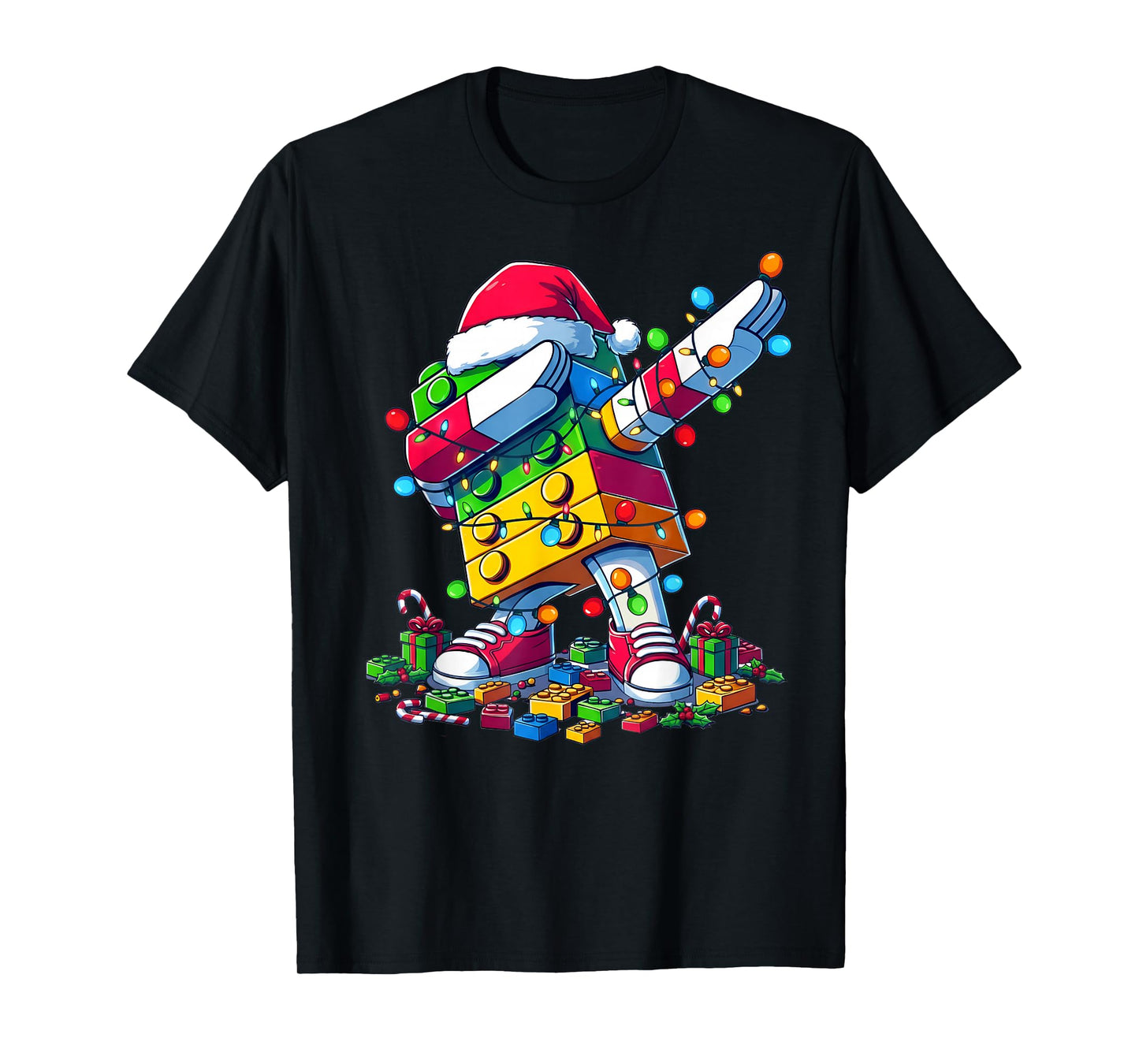 Master Builder Kids Building Blocks Dabbing Christmas Lights T-Shirt
